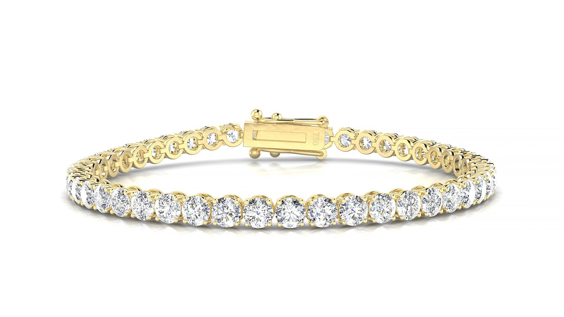 Firenze | 18k Yellow Gold 3.4 mm Round Natural Diamond 18 cm Tennis Bracelet