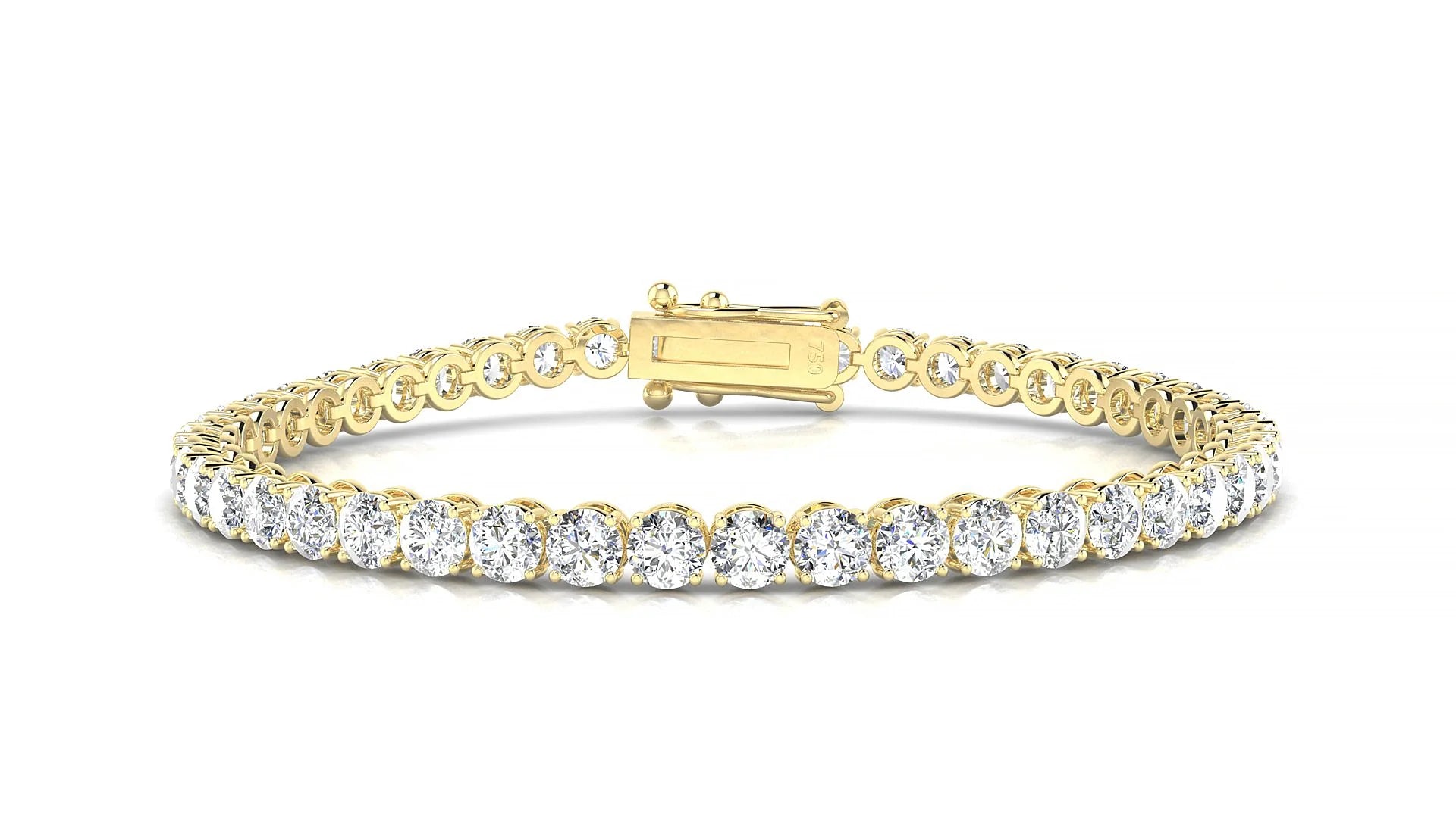 Firenze | 18k Yellow Gold 3.4 mm Round Lab-Grown Diamond 18 cm Tennis Bracelet