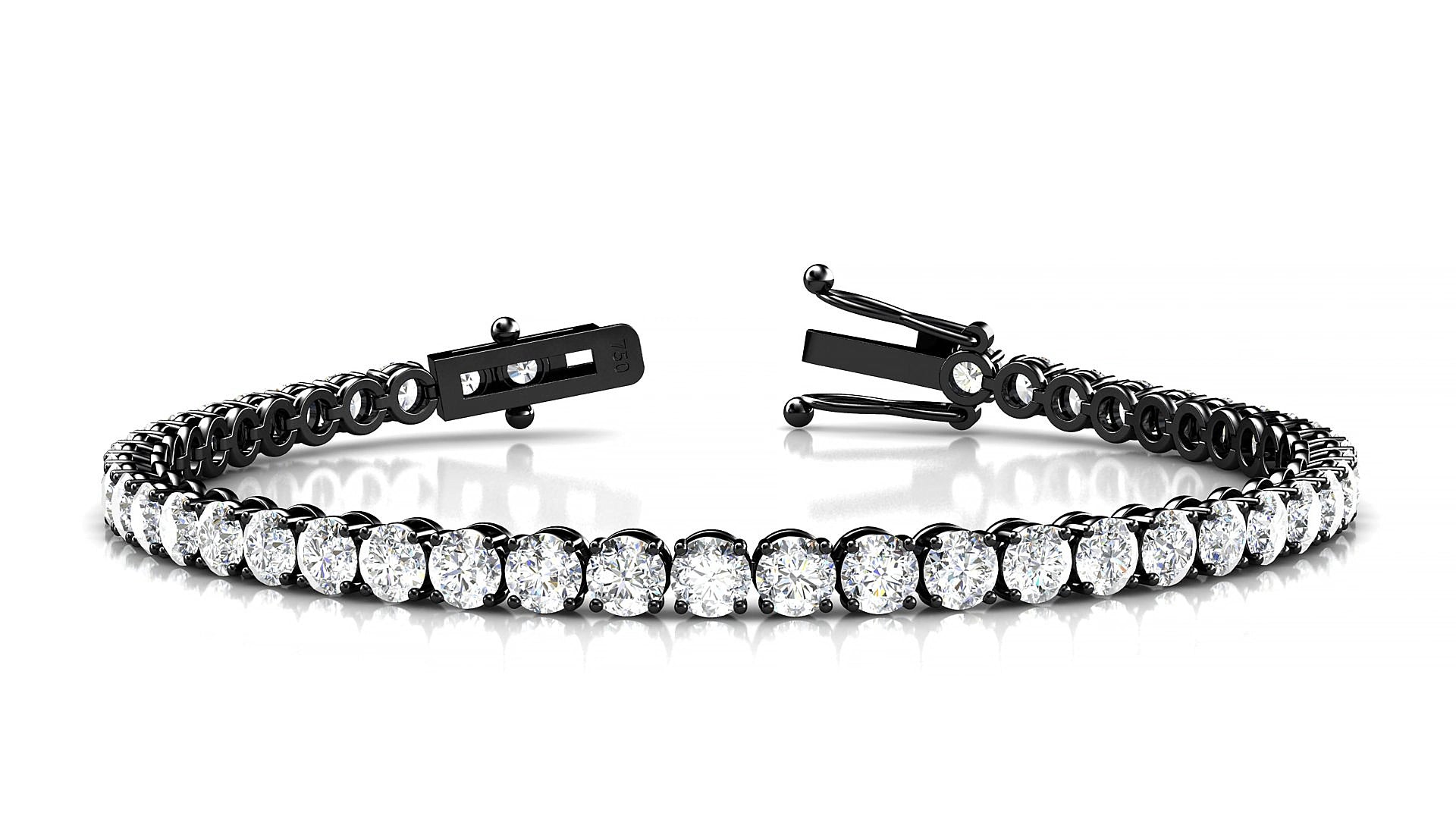 Firenze | 18k Black Gold 3.4 mm Round Lab-Grown Diamond 15 cm Tennis Bracelet