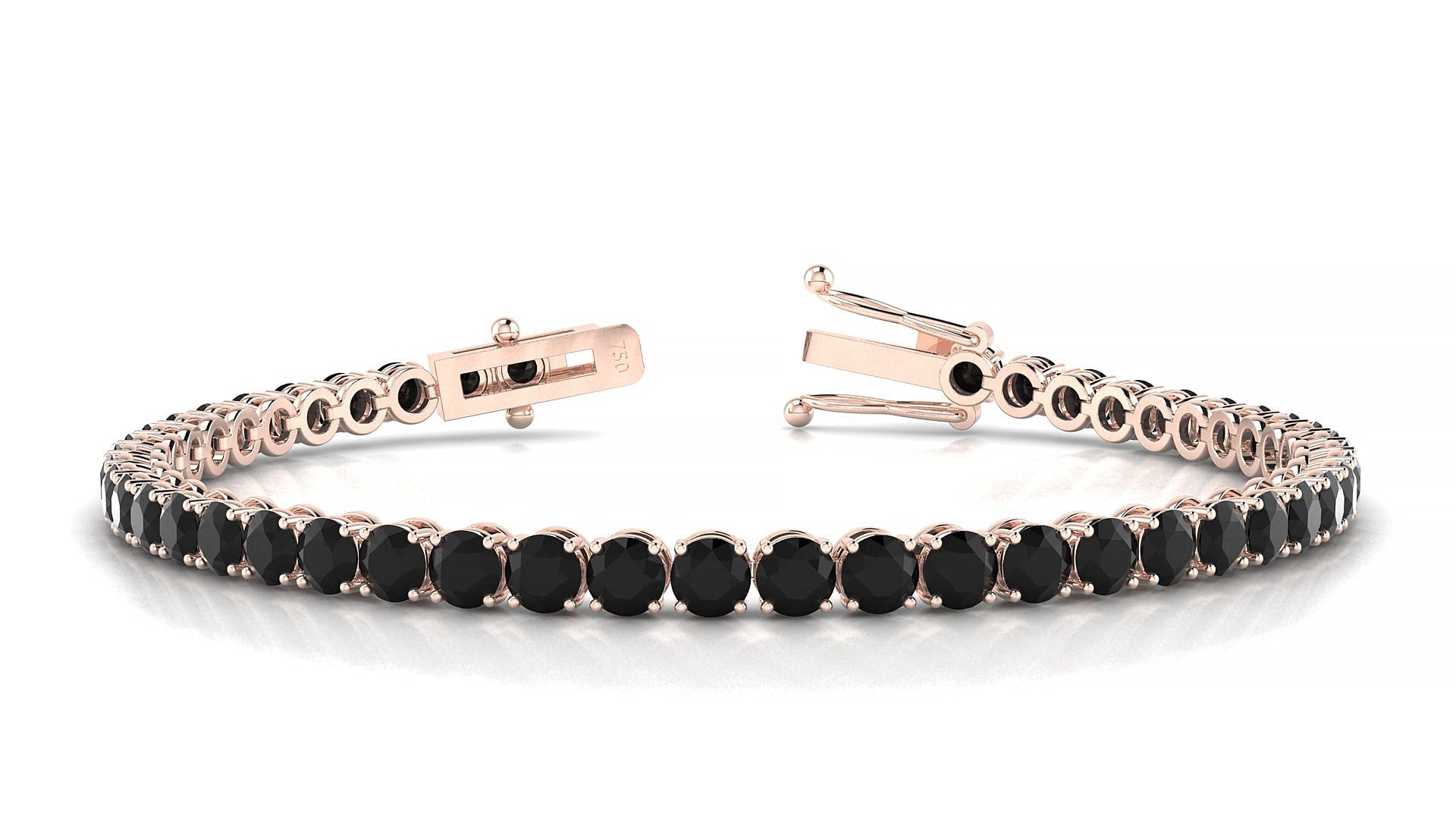 Firenze | 18k Rose Gold 3.4 mm Round Natural Black Diamond Tennis Bracelet