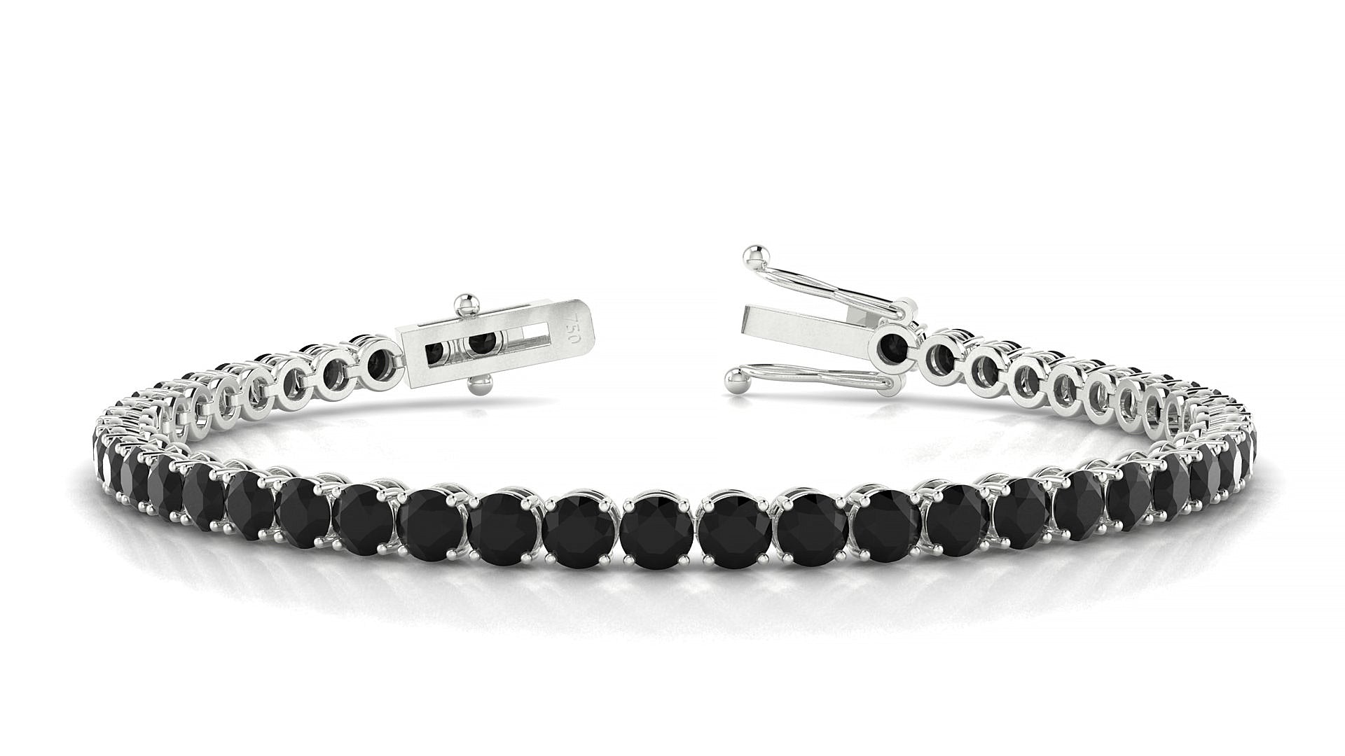 Firenze | 18k White Gold 3.4 mm Round Natural Black Diamond Tennis Bracelet