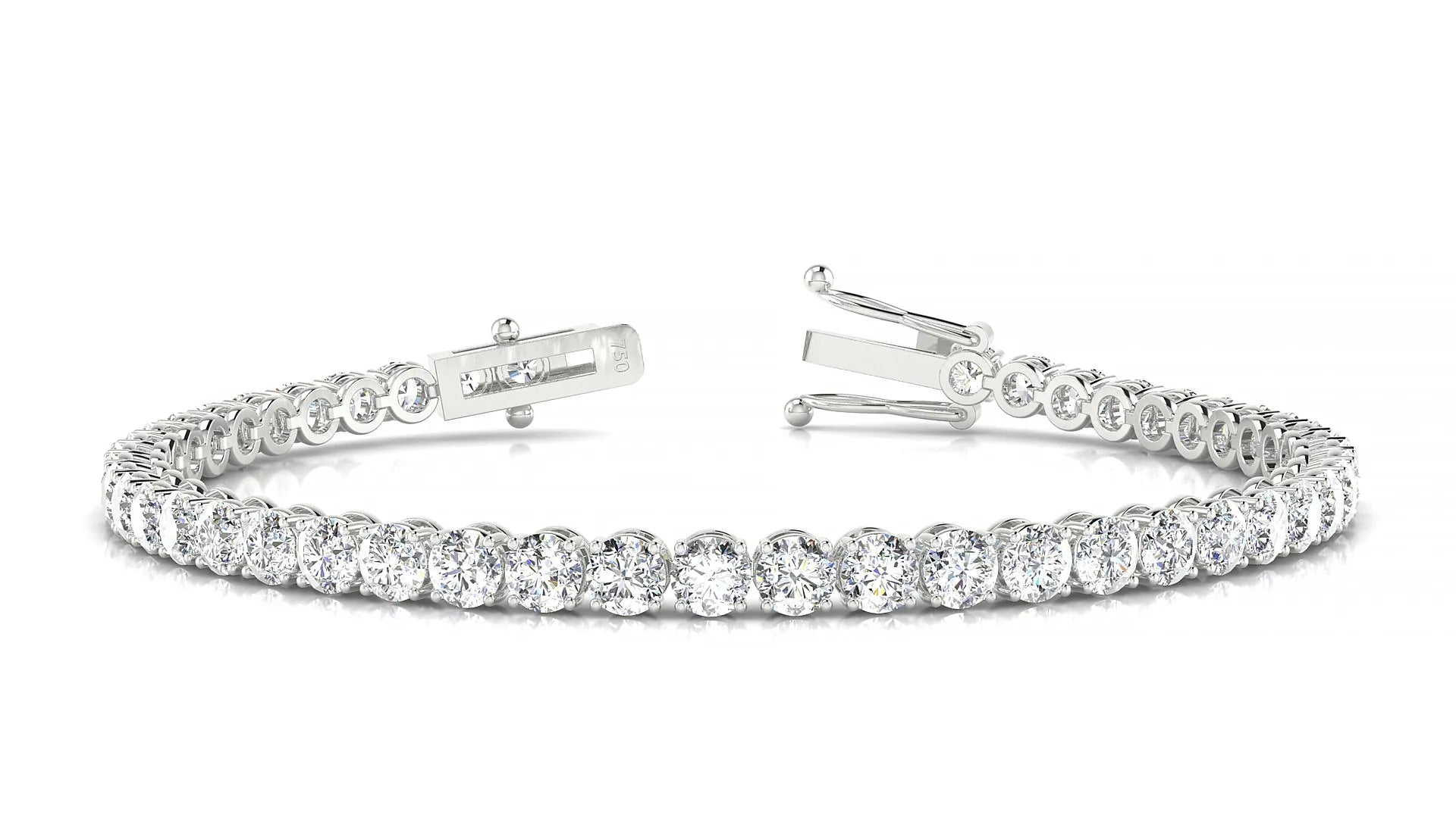 Firenze | 18k White Gold 3.4 mm Round Lab-Grown Diamond 18 cm Tennis Bracelet