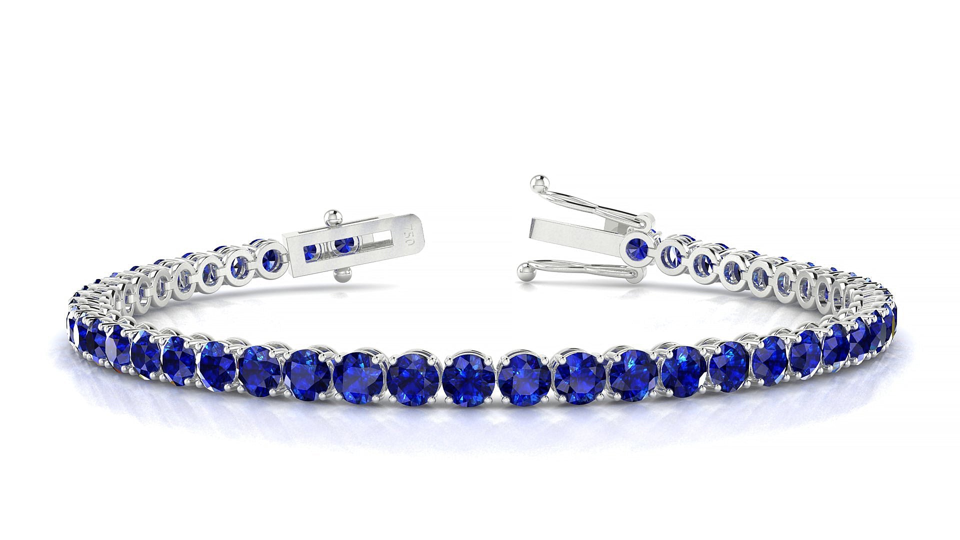 Firenze | 18k White Gold 3.4 mm Round Natural Sapphire Tennis Bracelet