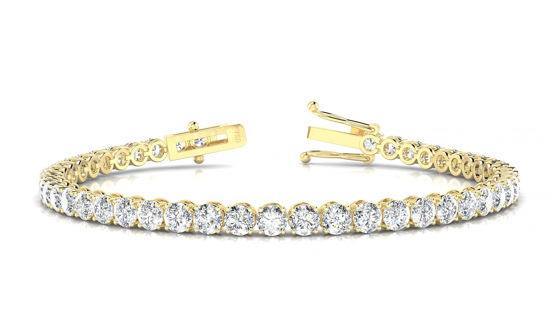 Firenze | 18k Yellow Gold 3.4 mm Round Natural Diamond 15 cm Tennis Bracelet