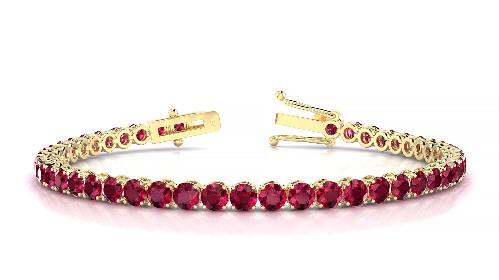 Firenze | 18k Yellow Gold 3.4 mm Round Natural Ruby Tennis Bracelet