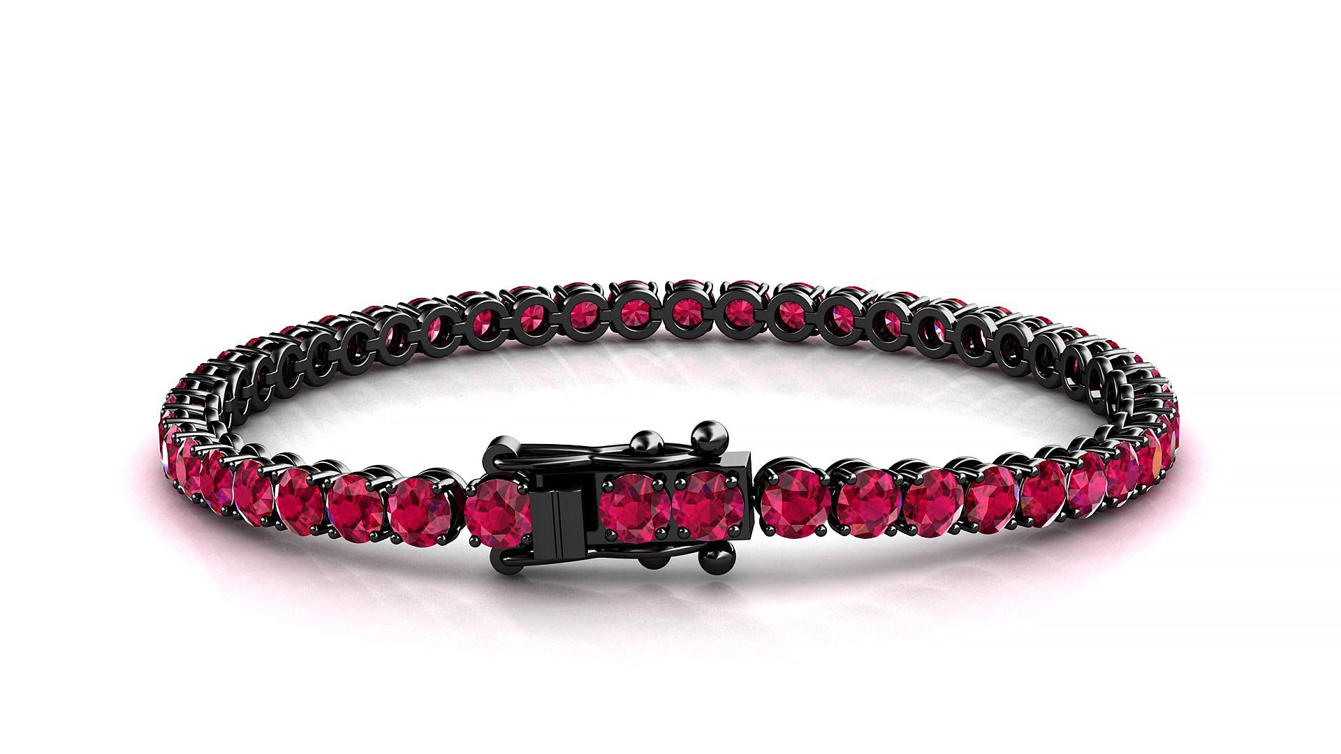Firenze | 18k Black Gold 3.4 mm Round Natural Ruby Tennis Bracelet