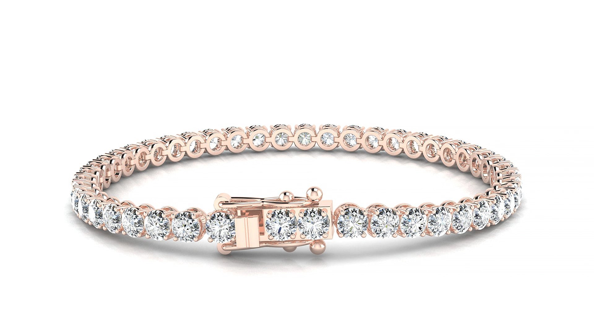 Firenze | 18k Rose Gold 3.4 mm Round Natural Diamond 15 cm Tennis Bracelet