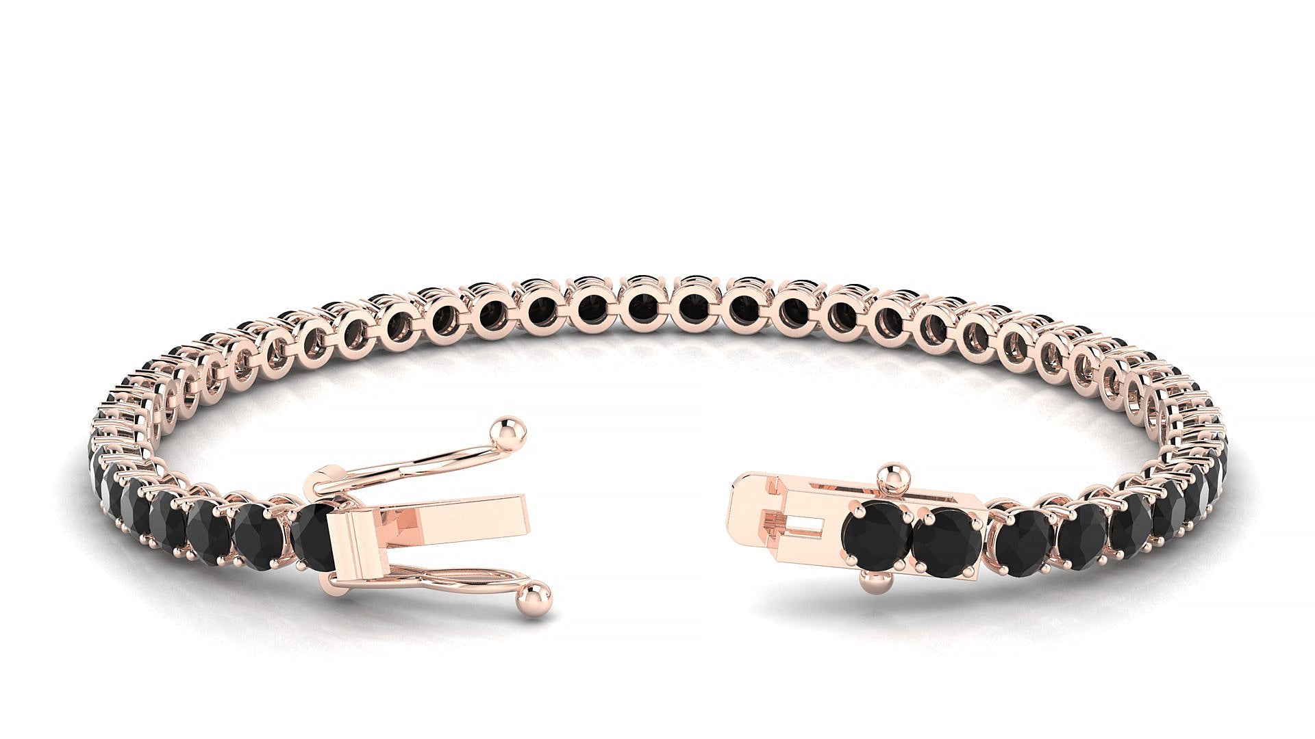 Firenze | 18k Rose Gold 3.4 mm Round Natural Black Diamond Tennis Bracelet