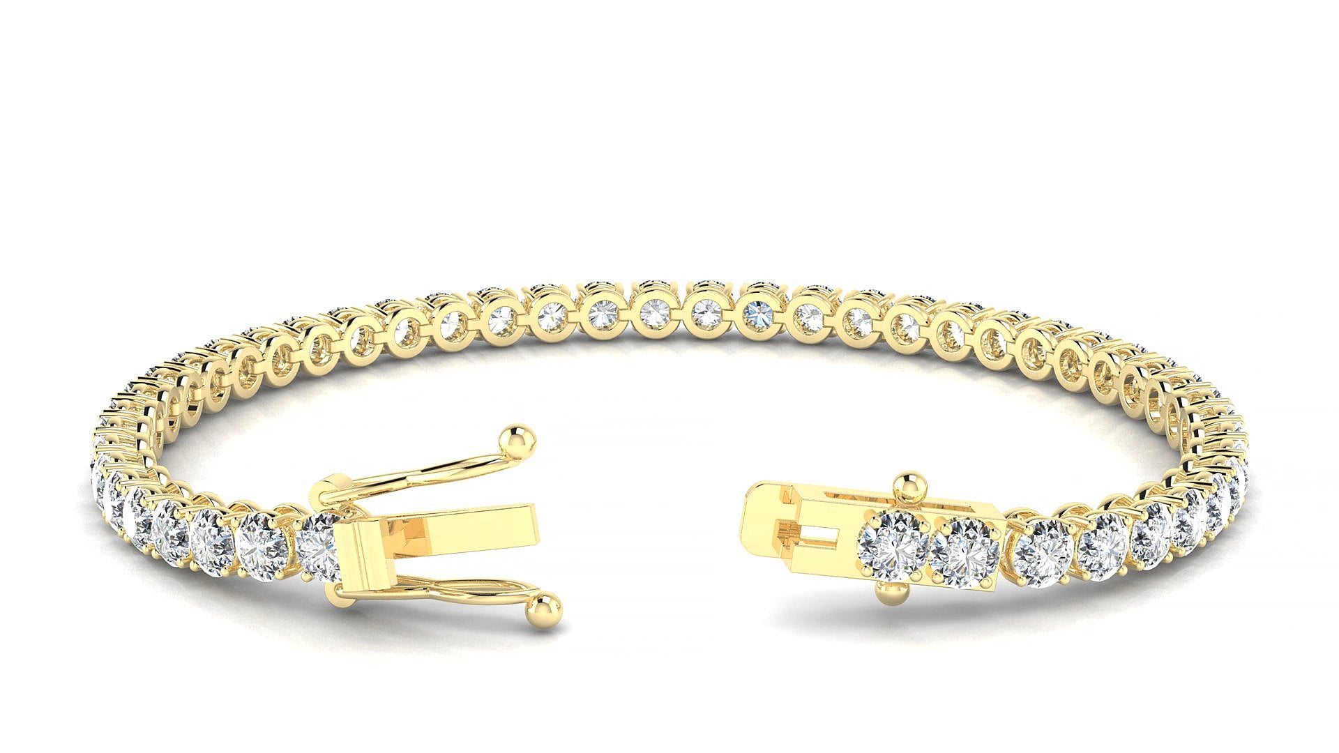 Firenze | 18k Yellow Gold 3.4 mm Round Natural Diamond 15 cm Tennis Bracelet