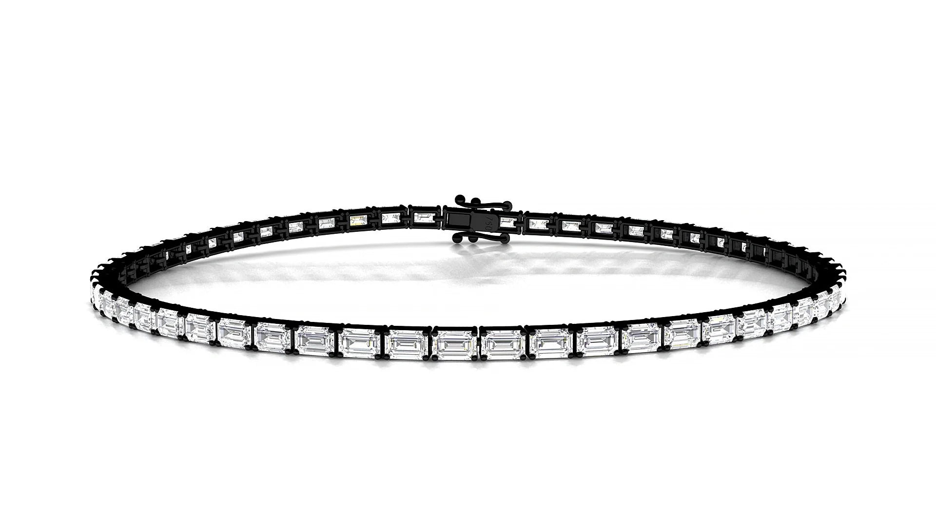 Muzo | 18k Black Gold 3 x 2 mm Emerald Lab-Grown Diamond 18 cm Tennis Bracelet