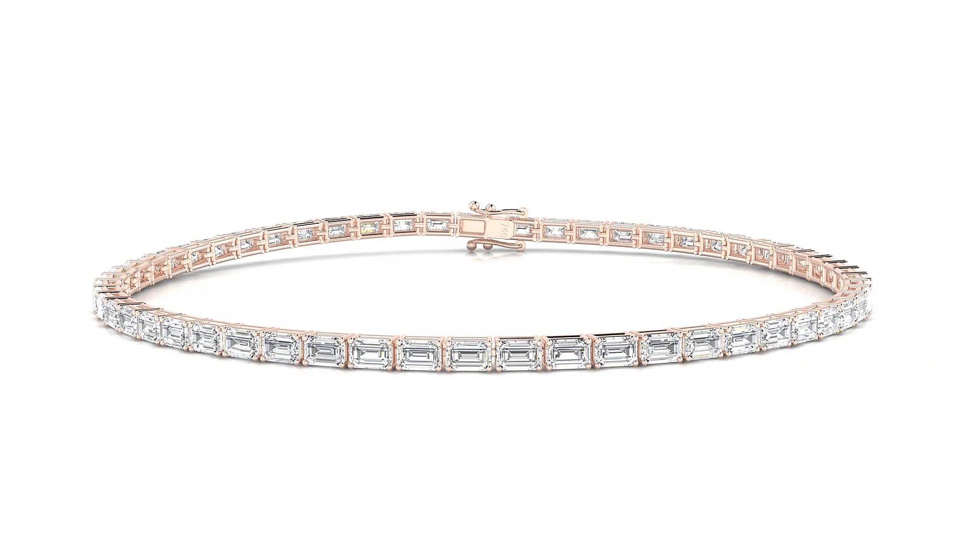 Muzo | 18k Rose Gold 3 x 2 mm Emerald Lab-Grown Diamond 18 cm Tennis Bracelet