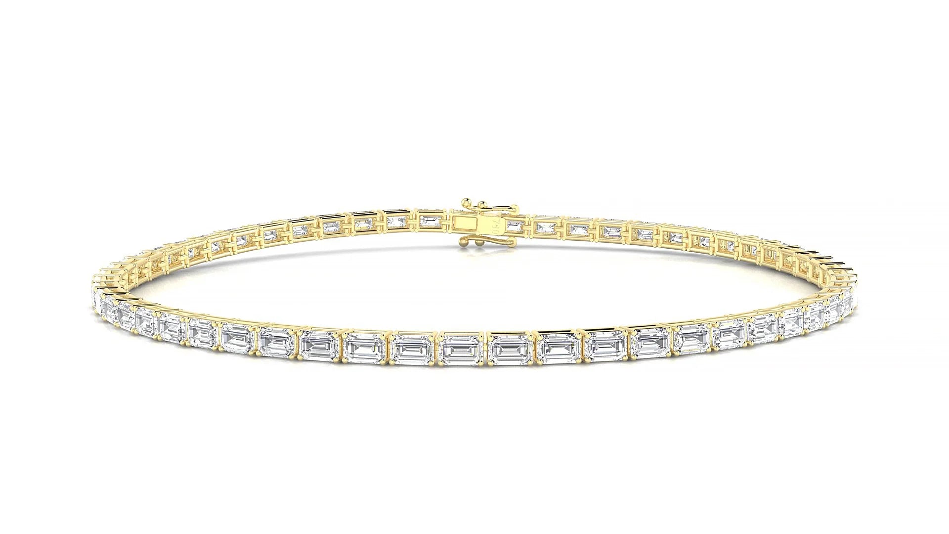 Muzo | 18k Yellow Gold 3 x 2 mm Emerald Lab-Grown Diamond 18 cm Tennis Bracelet