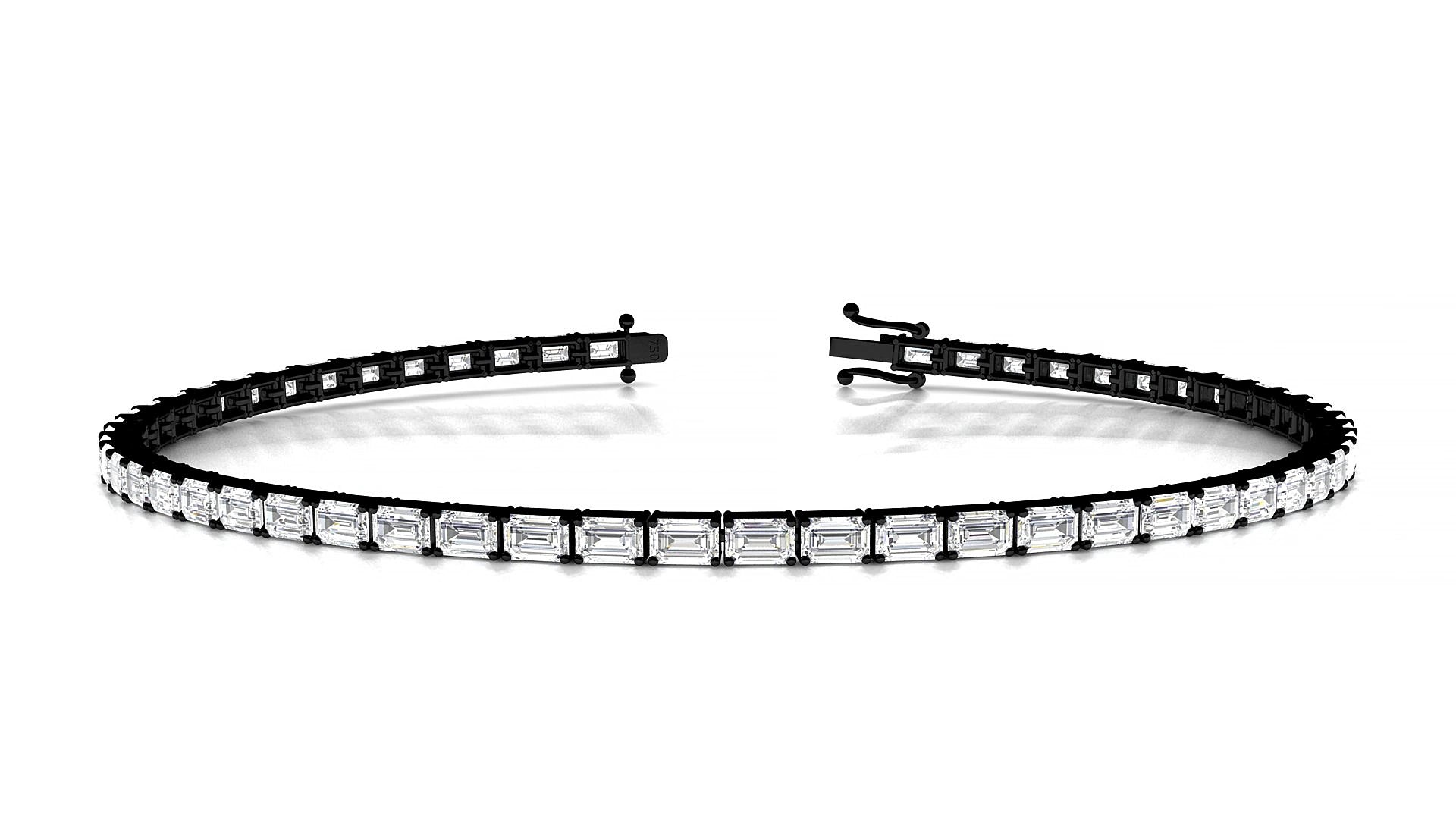 Muzo | 18k Black Gold 3 x 2 mm Emerald Lab-Grown Diamond 15 cm Tennis Bracelet