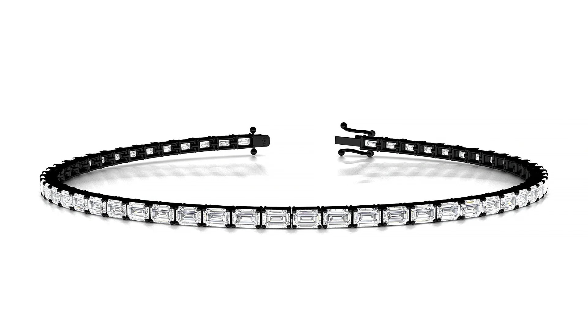 Muzo | 18k Black Gold 3 x 2 mm Emerald Lab-Grown Diamond 18 cm Tennis Bracelet