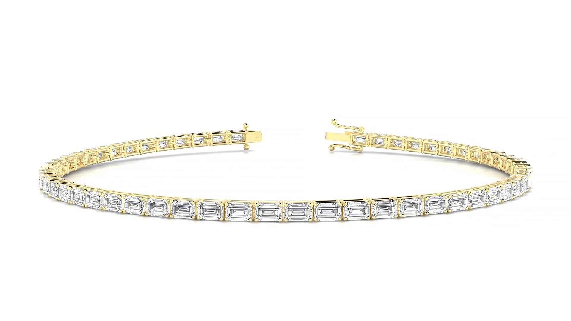 Muzo | 18k Yellow Gold 3 x 2 mm Emerald Lab-Grown Diamond 18 cm Tennis Bracelet