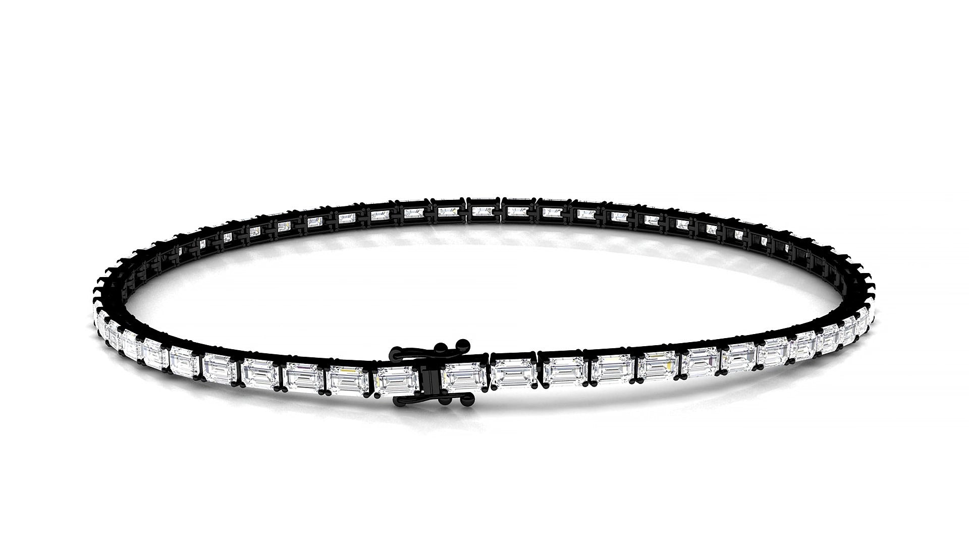 Muzo | 18k Black Gold 3 x 2 mm Emerald Lab-Grown Diamond 17 cm Tennis Bracelet