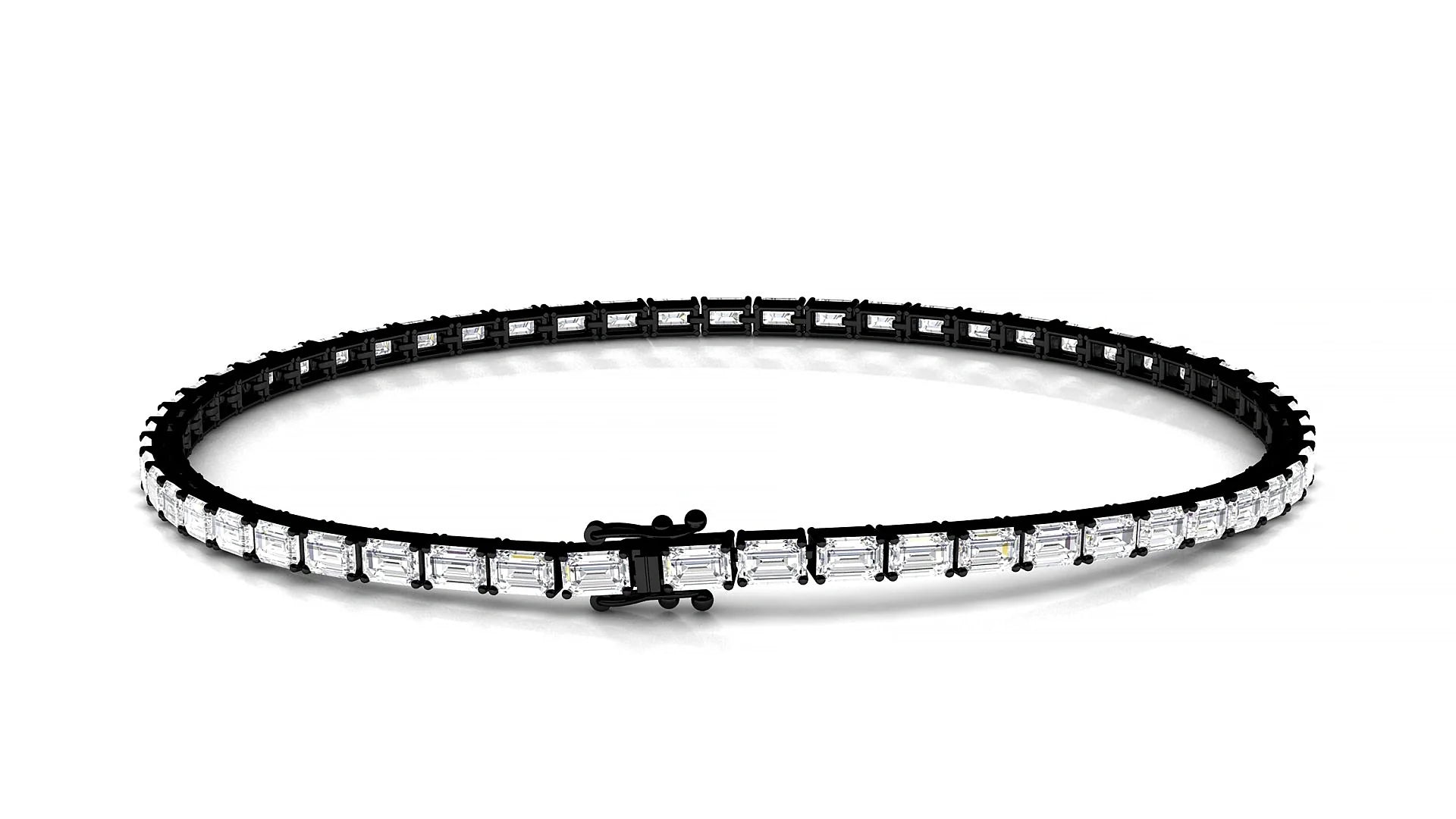 Muzo | 18k Black Gold 3 x 2 mm Emerald Lab-Grown Diamond 18 cm Tennis Bracelet