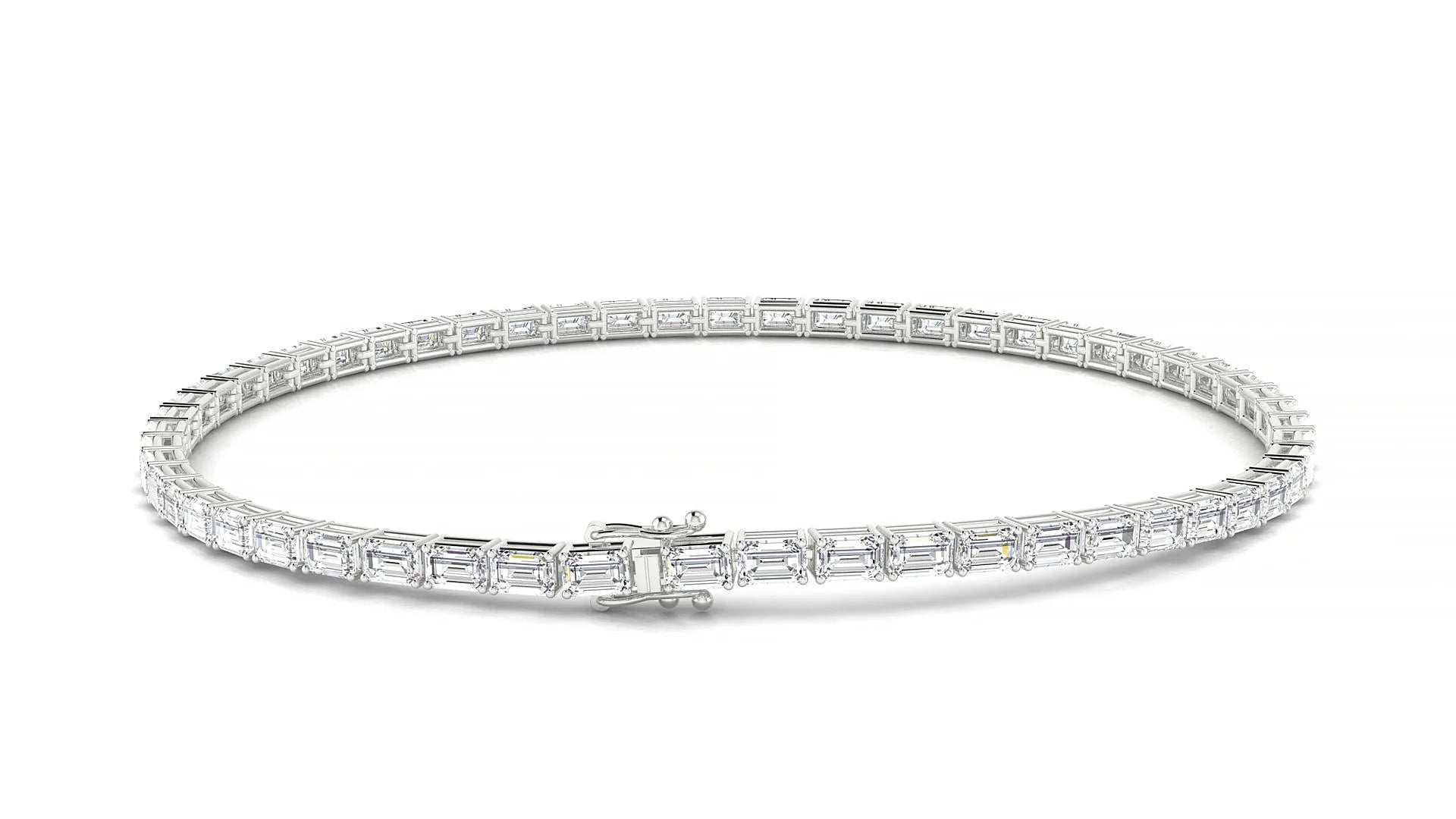 Muzo | 18k White Gold 3 x 2 mm Emerald Lab-Grown Diamond 18 cm Tennis Bracelet