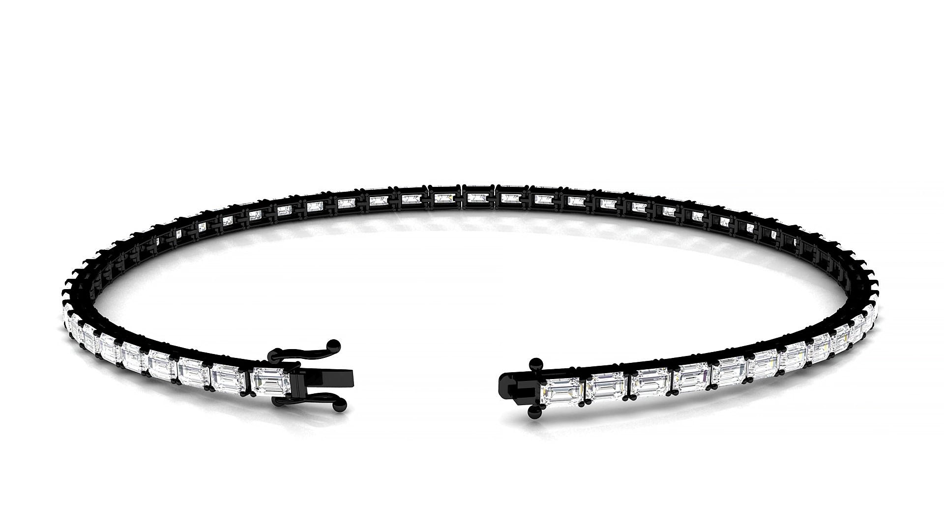 Muzo | 18k Black Gold 3 x 2 mm Emerald Natural Diamond 18 cm Tennis Bracelet