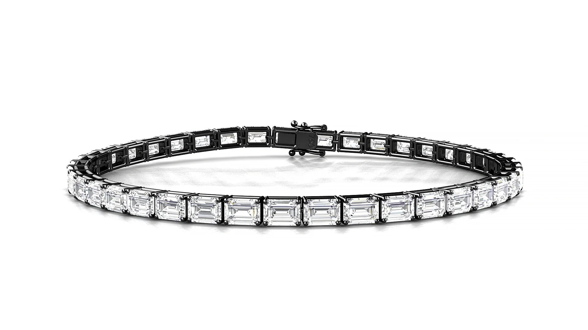 Muzo | 18k Black Gold 4.1 x 2.9 mm Emerald Lab-Grown Diamond 18 cm Tennis Bracelet
