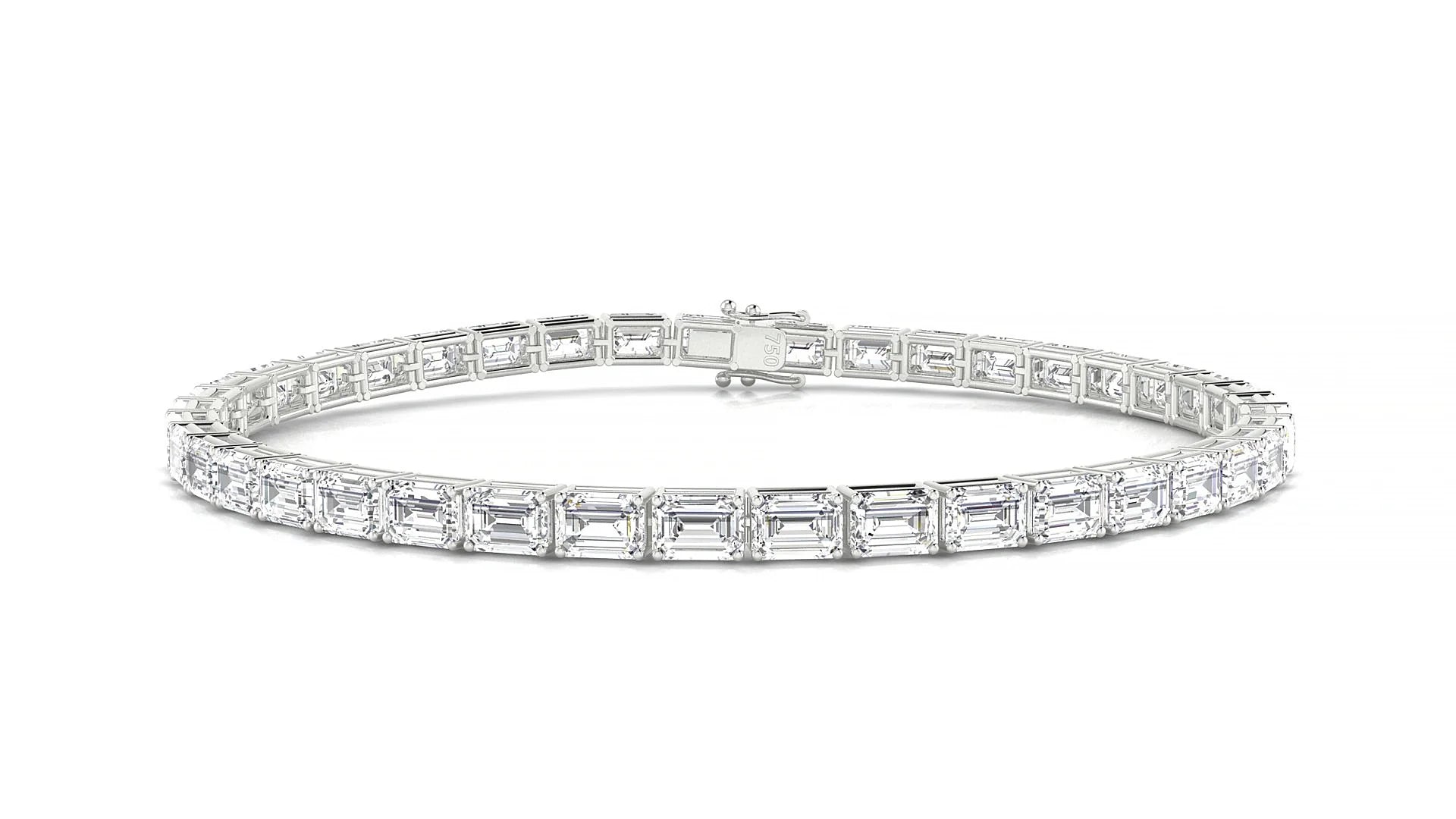 Muzo | 18k White Gold 4.1 x 2.9 mm Emerald Lab-Grown Diamond 18 cm Tennis Bracelet