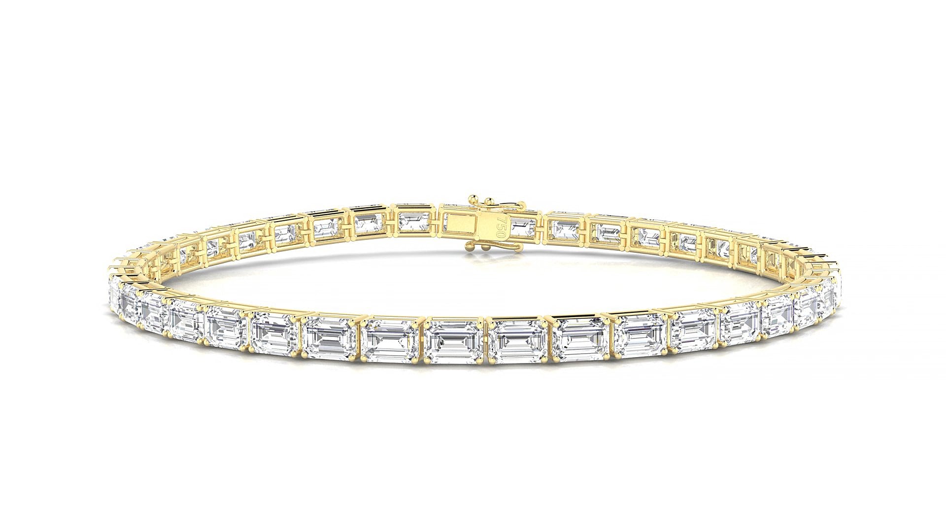 Muzo | 18k Yellow Gold 4.1 x 2.9 mm Emerald Lab-Grown Diamond 19 cm Tennis Bracelet