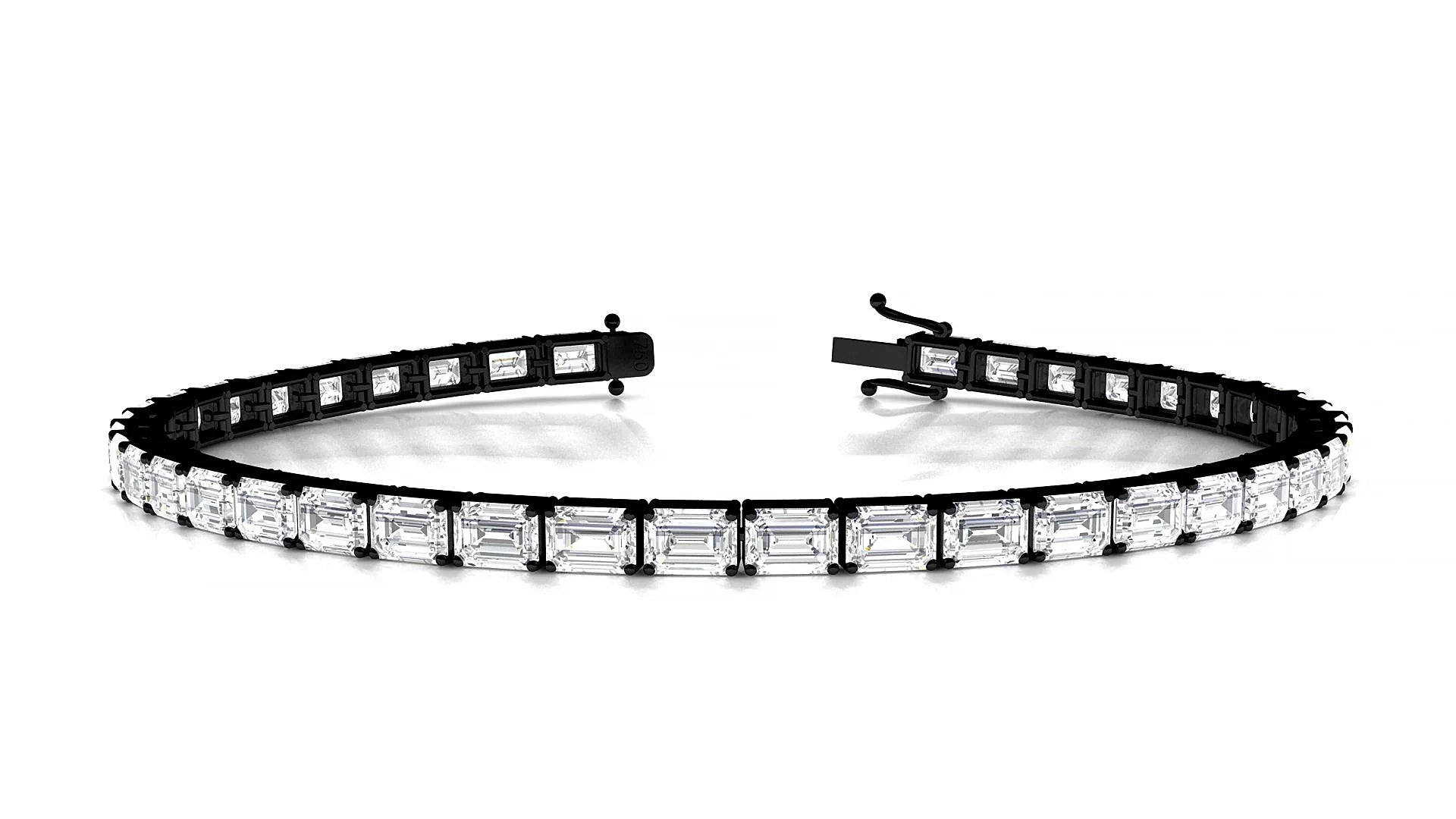 Muzo | 18k Black Gold 4.1 x 2.9 mm Emerald Lab-Grown Diamond 18 cm Tennis Bracelet