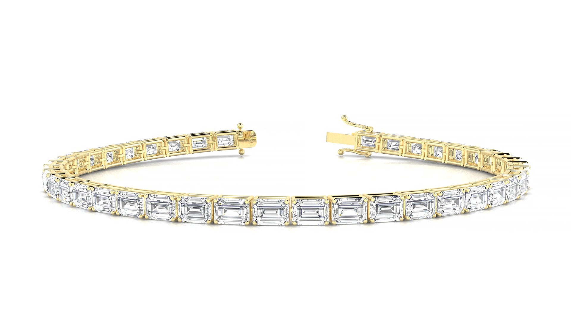 Muzo | 18k Yellow Gold 4.1 x 2.9 mm Emerald Natural Diamond 15 cm Tennis Bracelet
