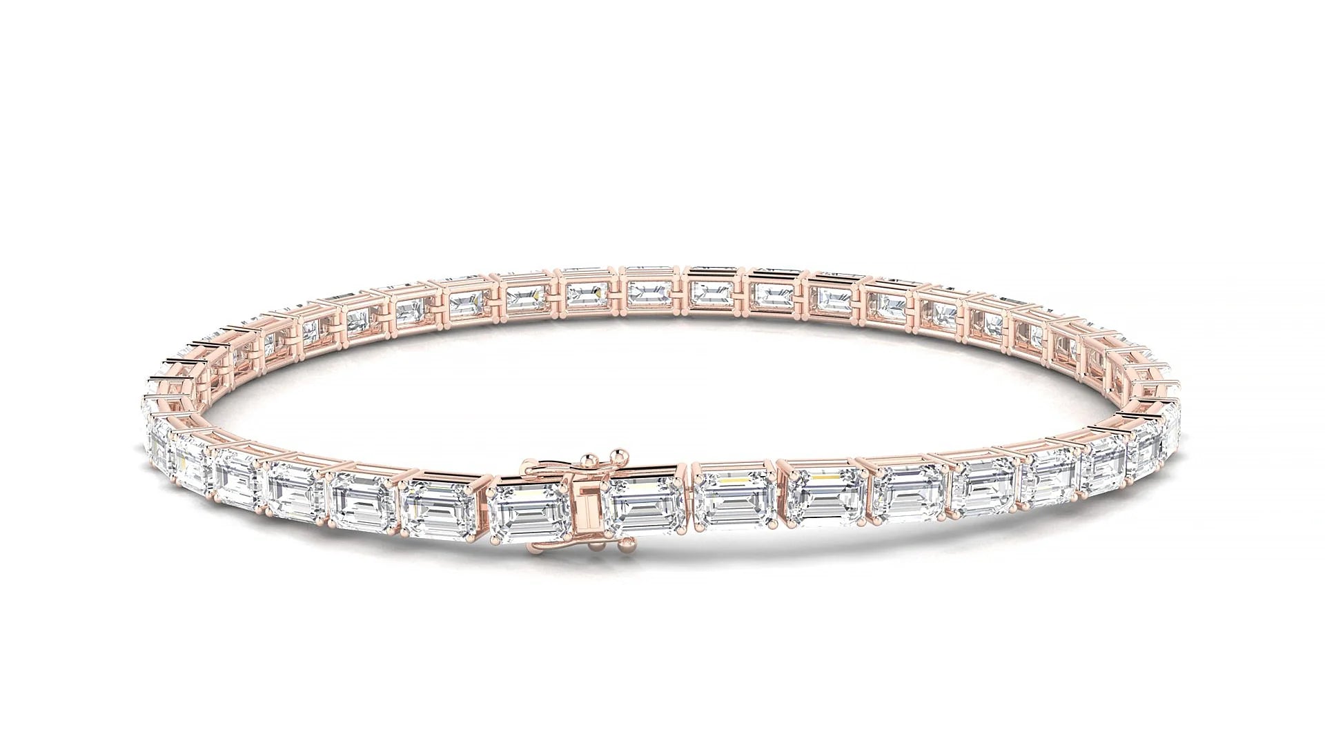 Muzo | 18k Rose Gold 4.1 x 2.9 mm Emerald Lab-Grown Diamond 18 cm Tennis Bracelet