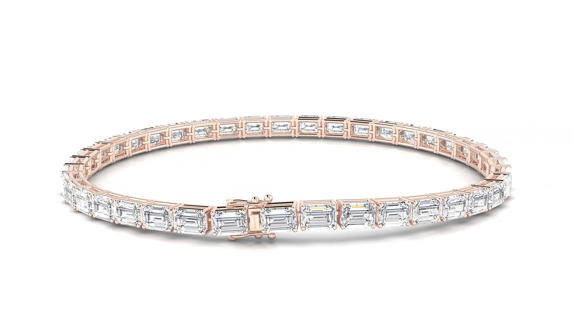 Muzo | 18k Rose Gold 4.1 x 2.9 mm Emerald Lab-Grown Diamond 19 cm Tennis Bracelet