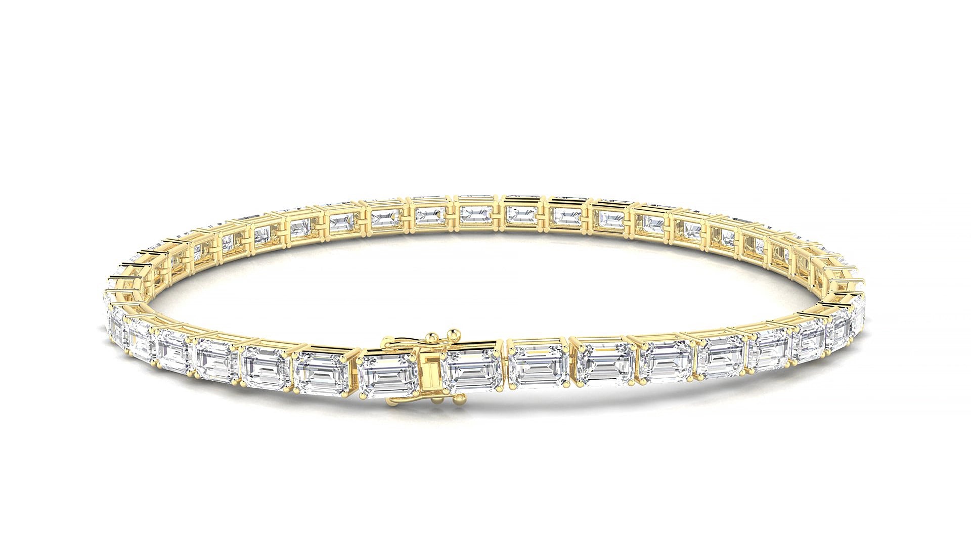 Muzo | 18k Yellow Gold 4.1 x 2.9 mm Emerald Lab-Grown Diamond 20 cm Tennis Bracelet