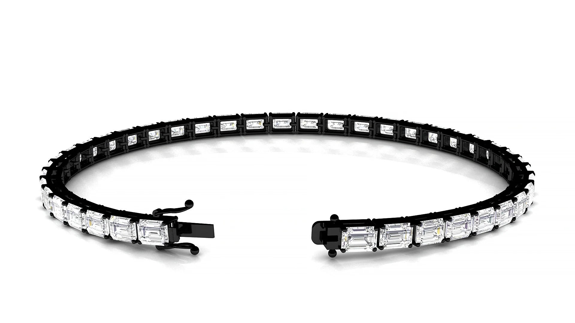Muzo | 18k Black Gold 4.1 x 2.9 mm Emerald Lab-Grown Diamond 18 cm Tennis Bracelet