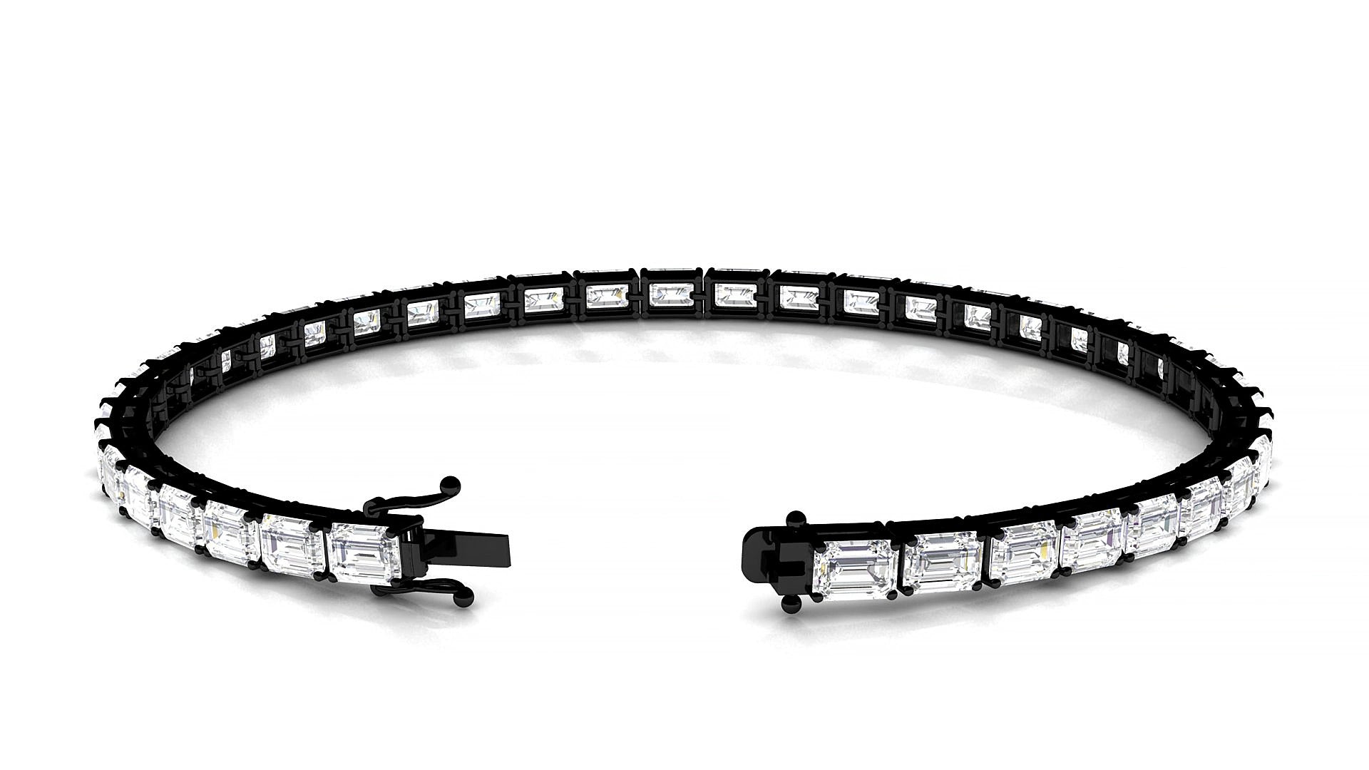 Muzo | 18k Black Gold 4.1 x 2.9 mm Emerald Lab-Grown Diamond 19 cm Tennis Bracelet