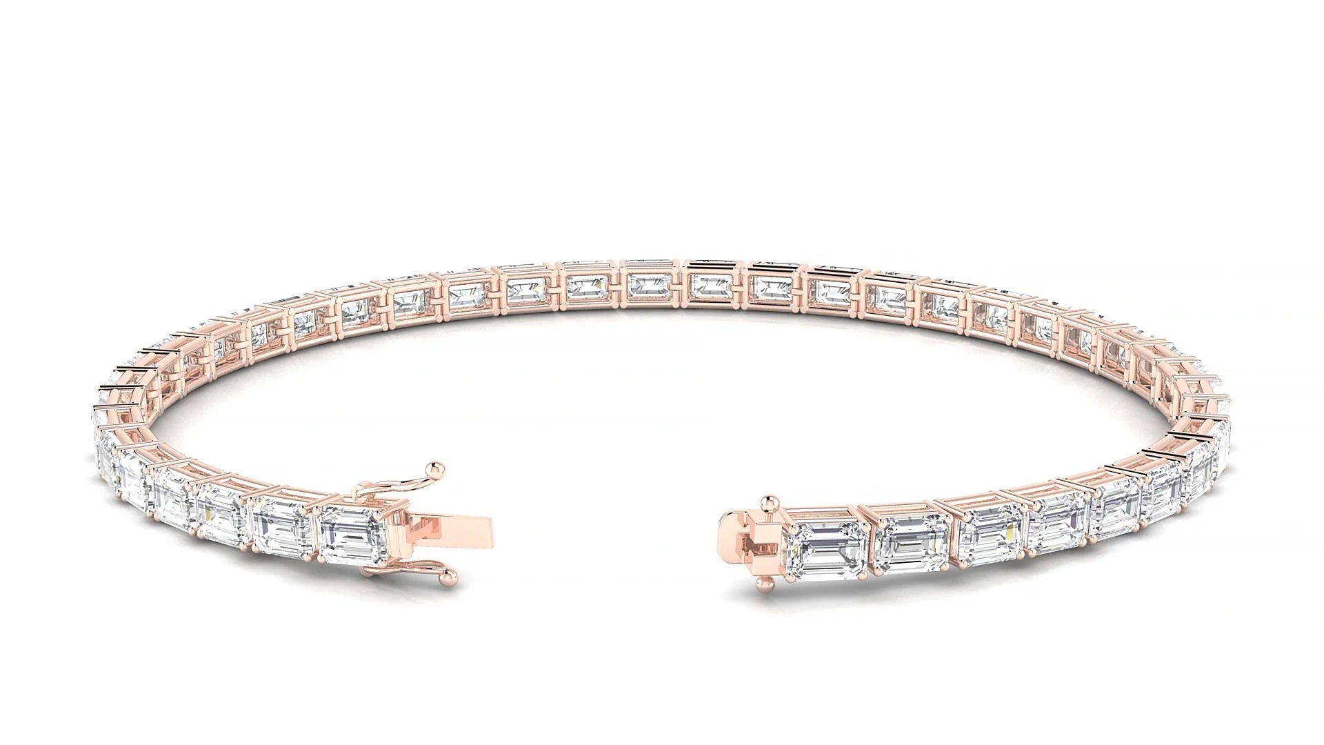 Muzo | 18k Rose Gold 4.1 x 2.9 mm Emerald Lab-Grown Diamond 18 cm Tennis Bracelet