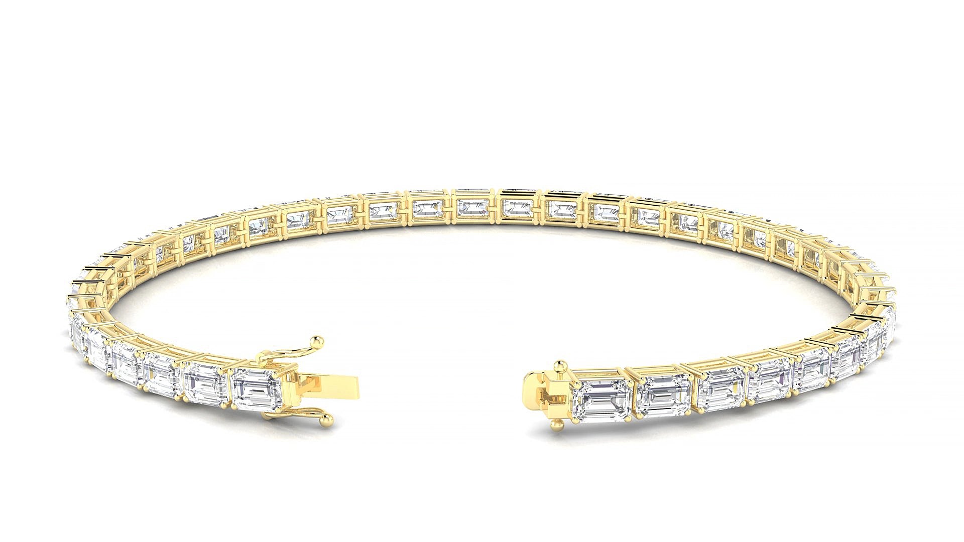 Muzo | 18k Yellow Gold 4.1 x 2.9 mm Emerald Lab-Grown Diamond 20 cm Tennis Bracelet