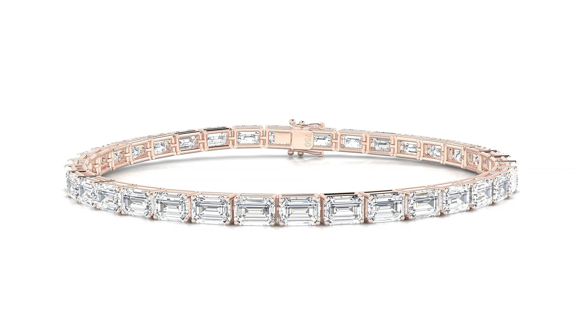 Muzo | 18k Rose Gold 4.6 x 3.2 mm Emerald Lab-Grown Diamond 18 cm Tennis Bracelet