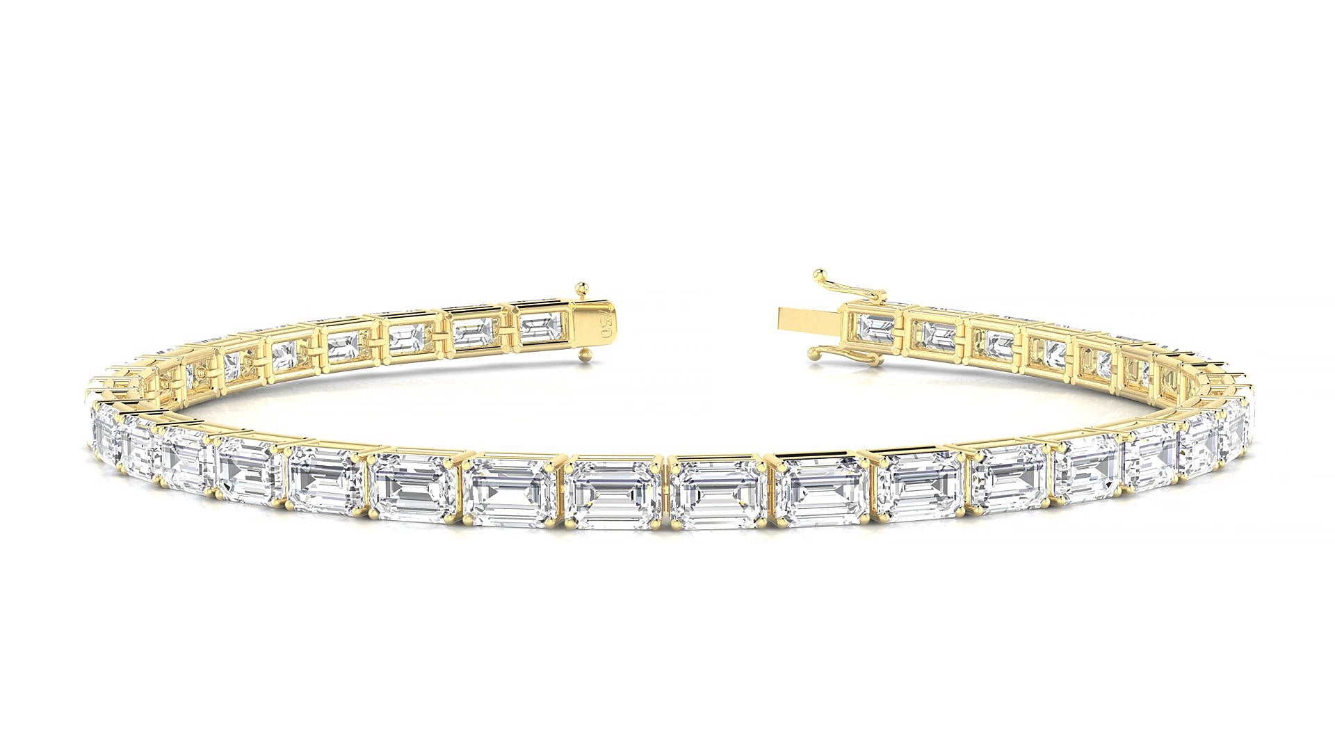 Muzo | 18k Yellow Gold 4.6 x 3.2 mm Emerald Natural Diamond 19 cm Tennis Bracelet