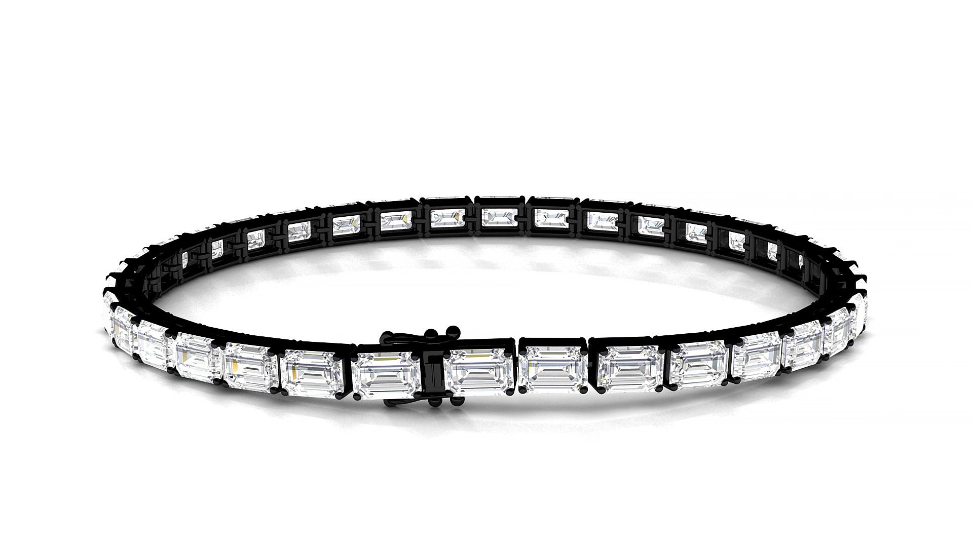 Muzo | 18k Black Gold 4.6 x 3.2 mm Emerald Lab-Grown Diamond 16 cm Tennis Bracelet