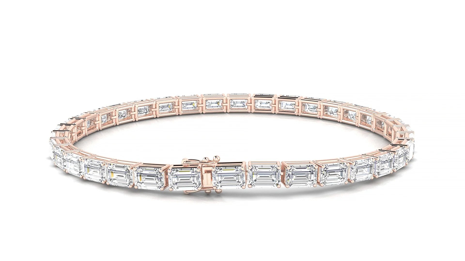 Muzo | 18k Rose Gold 4.6 x 3.2 mm Emerald Lab-Grown Diamond 18 cm Tennis Bracelet
