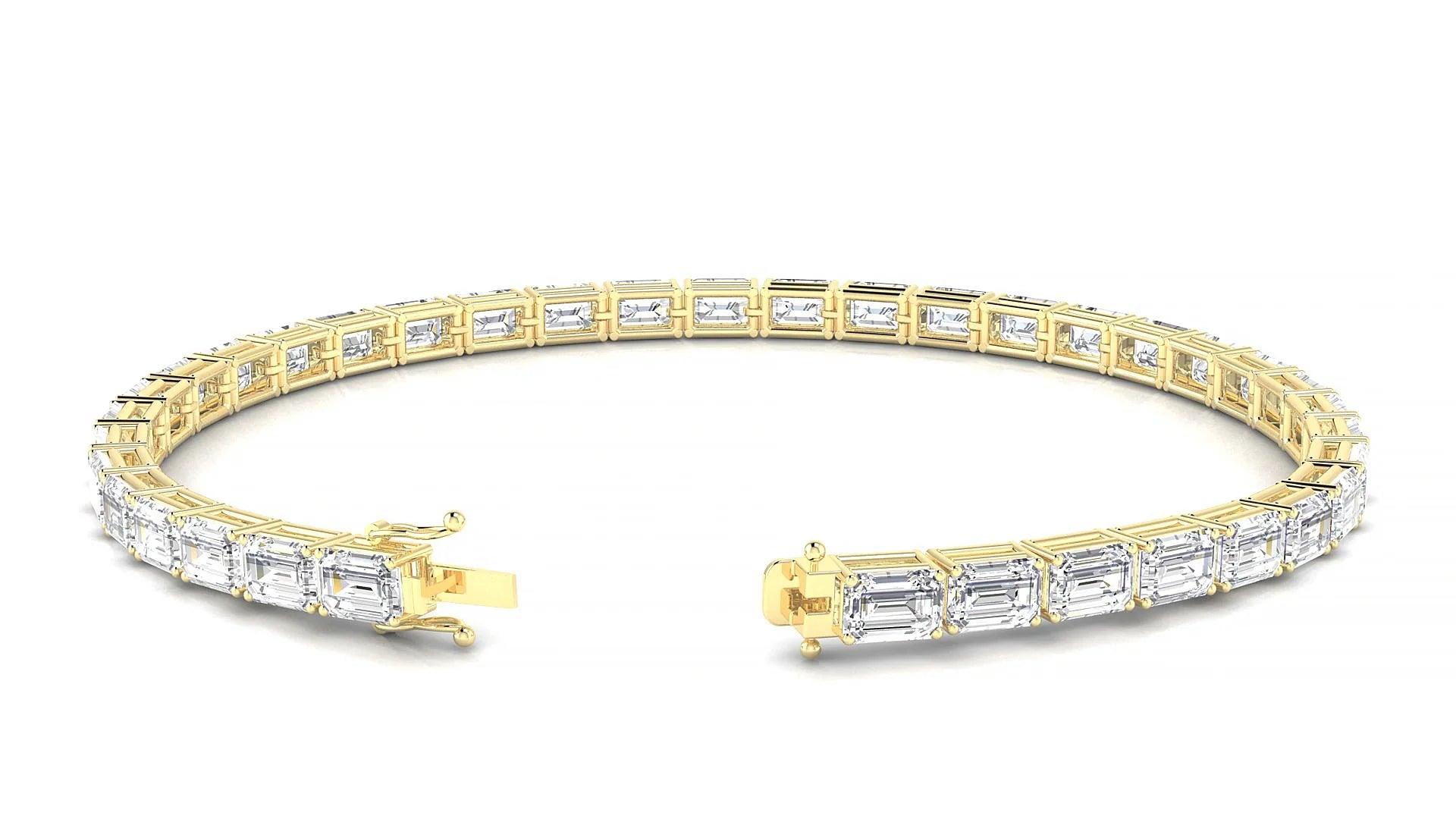 Muzo | 18k Yellow Gold 4.6 x 3.2 mm Emerald Lab-Grown Diamond 18 cm Tennis Bracelet