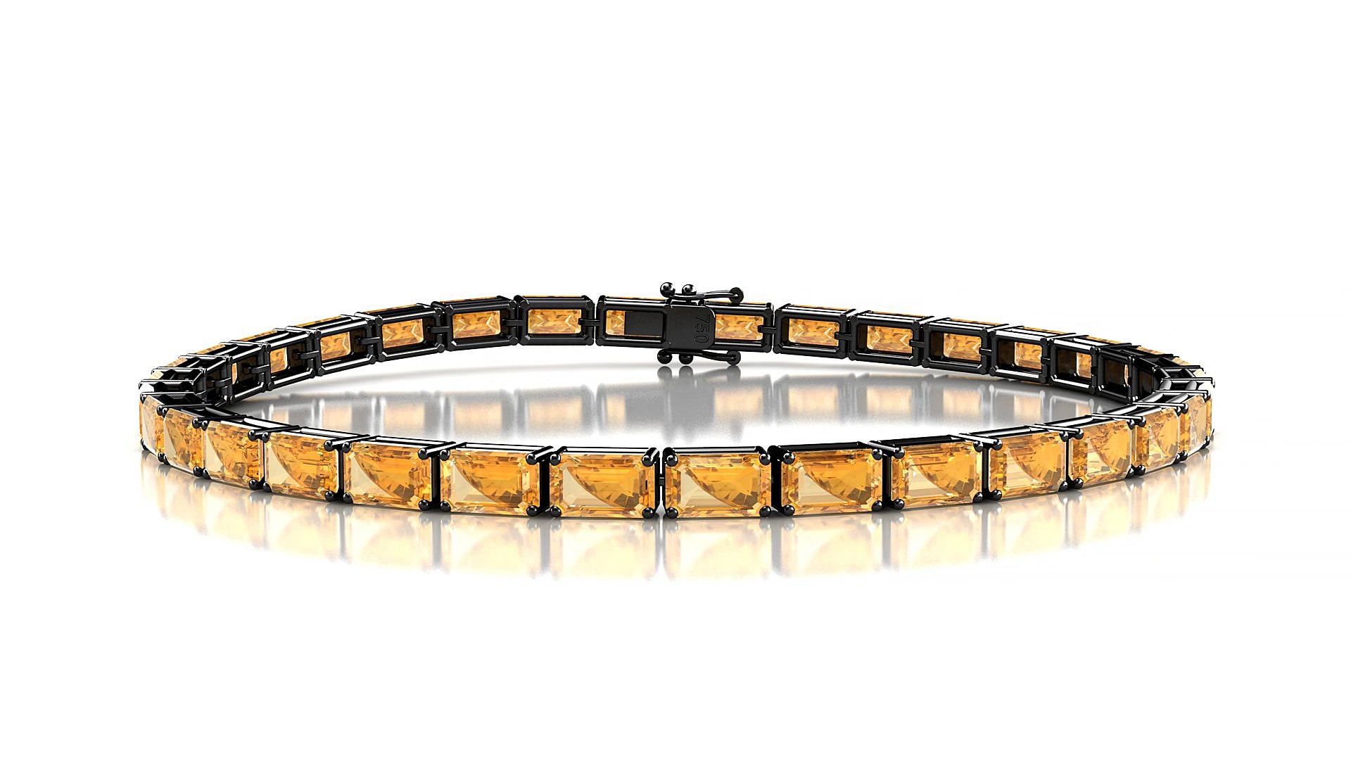 Muzo | 18k Black Gold 5 x 3 mm Emerald Natural Citrine 15 cm Tennis Bracelet