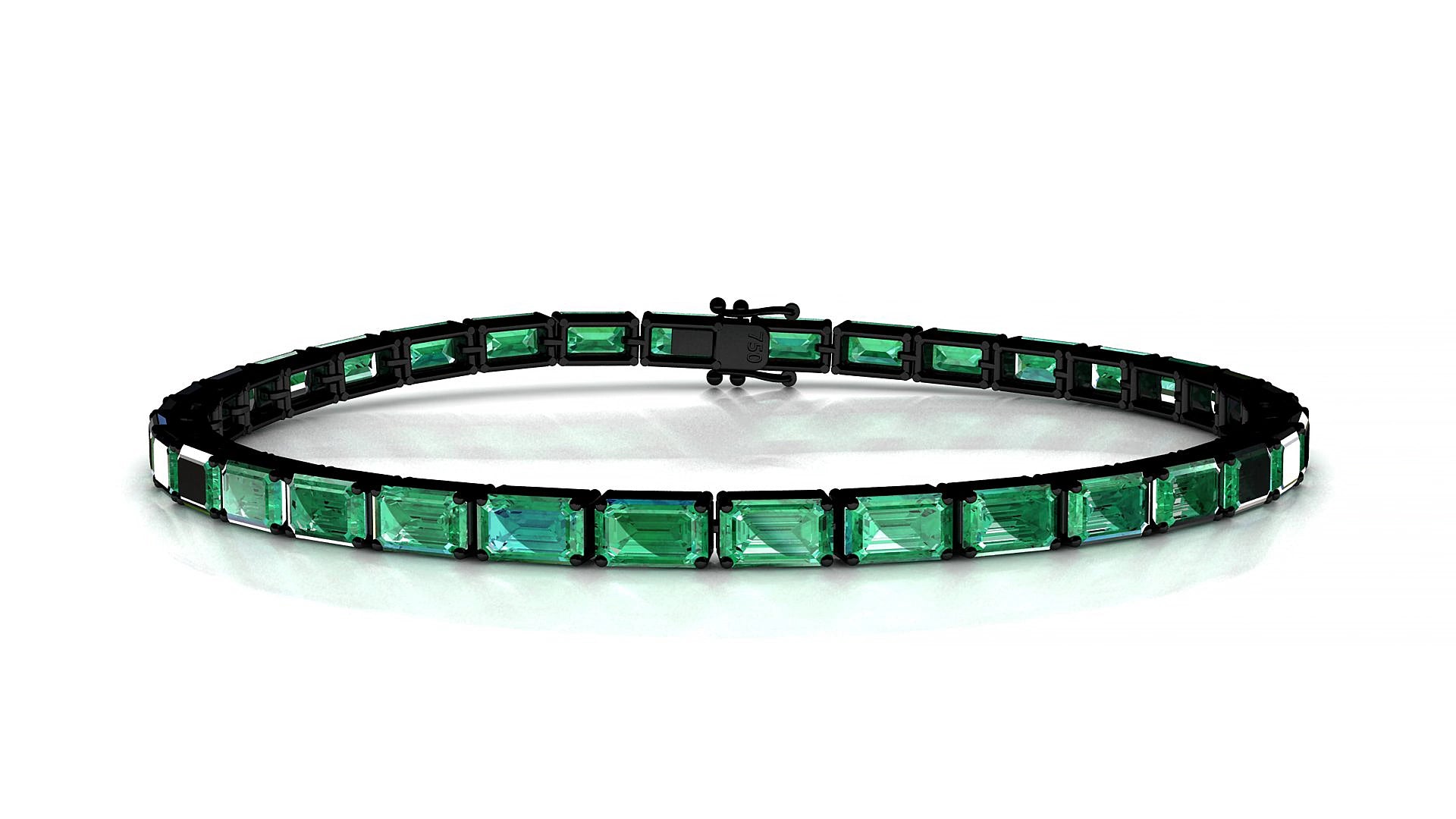 Muzo | 18k Black Gold 5 x 3 mm Emerald Natural Emerald 16 cm Tennis Bracelet