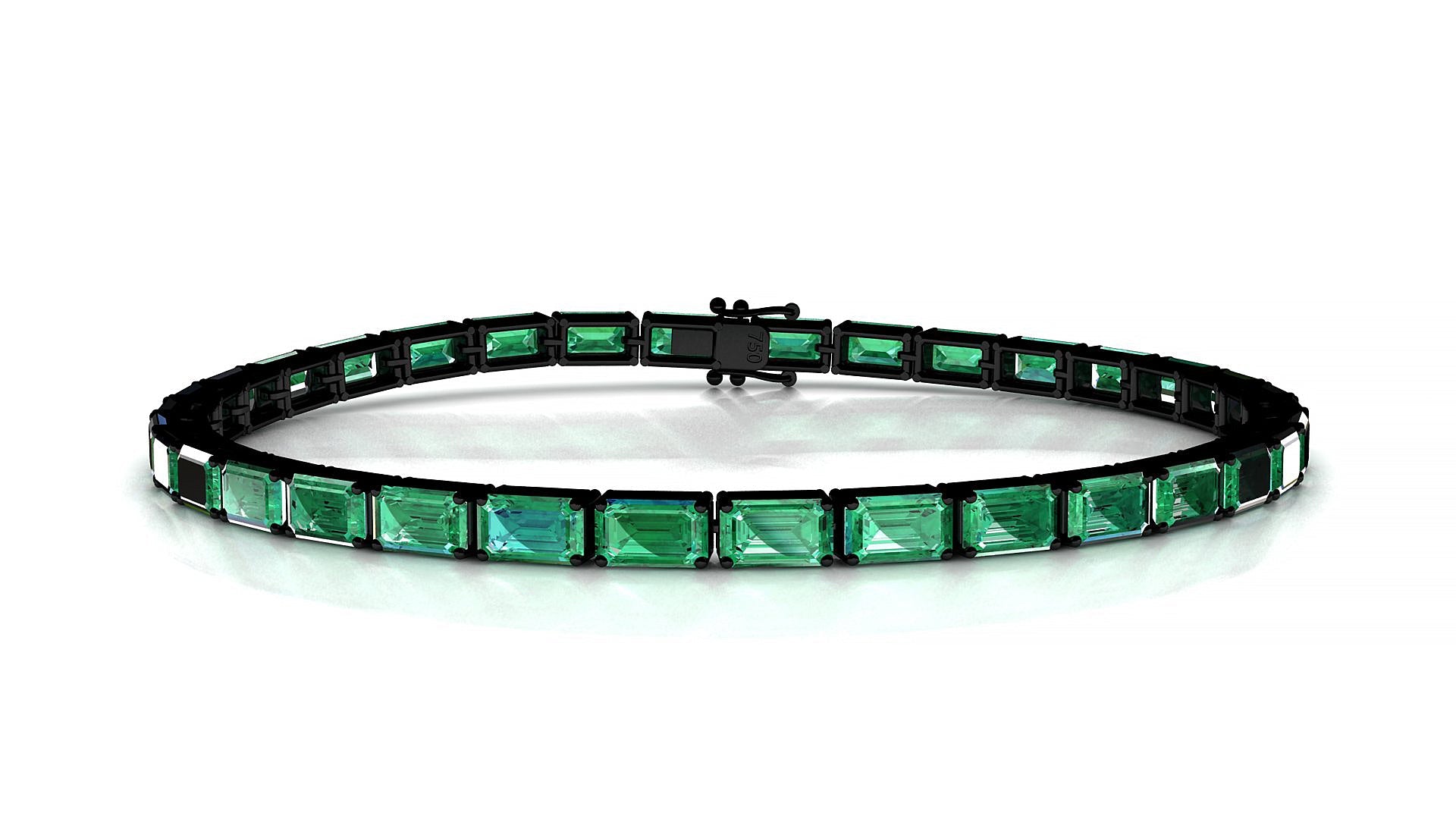 Muzo | 18k Black Gold 5 x 3 mm Emerald Natural Emerald Tennis Bracelet