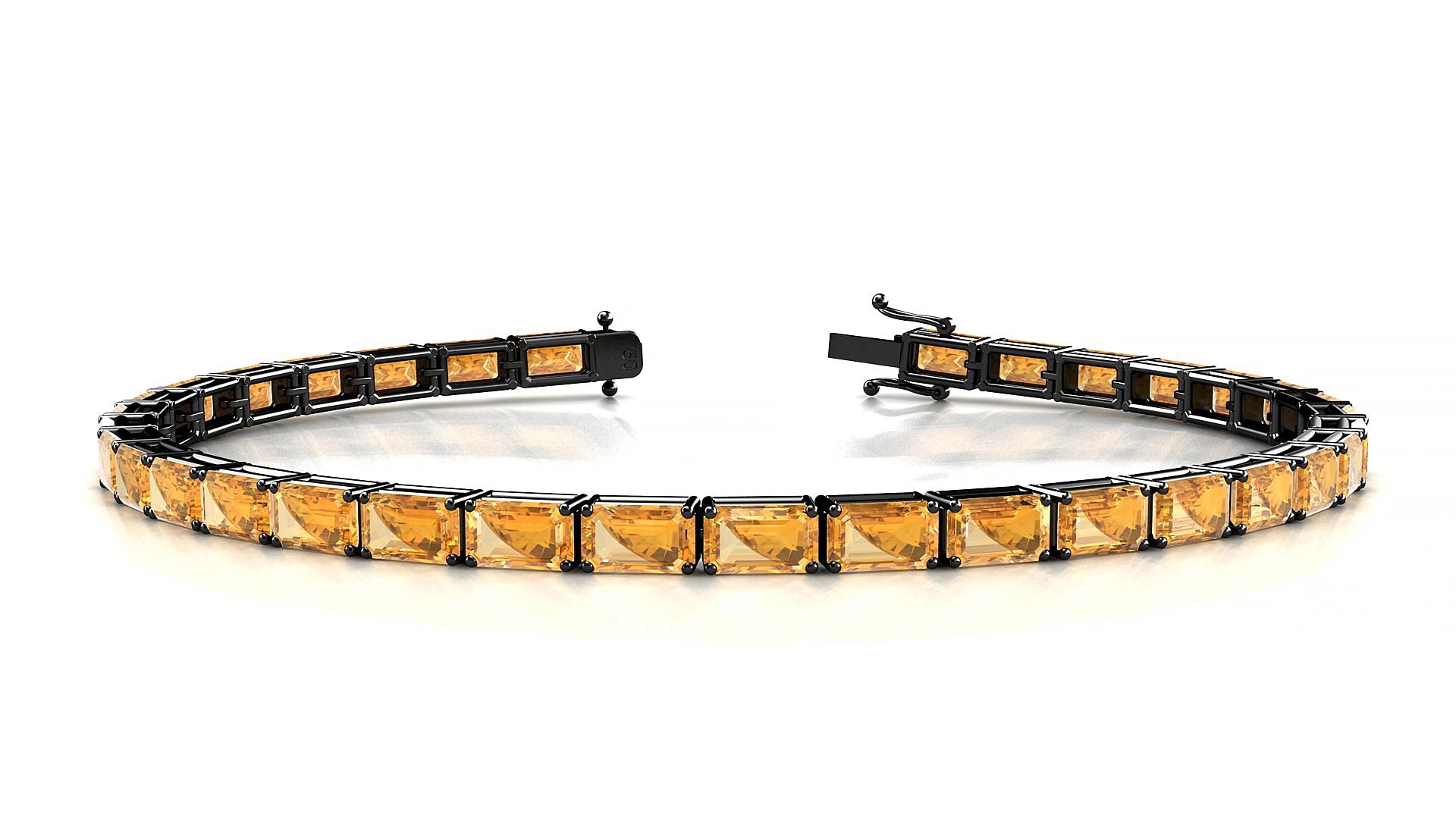 Muzo | 18k Black Gold 5 x 3 mm Emerald Natural Citrine 16 cm Tennis Bracelet