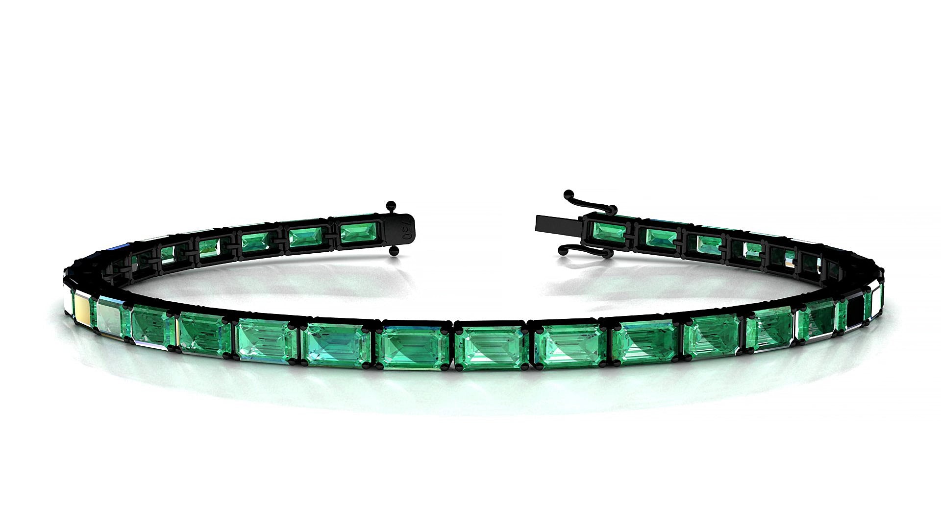 Muzo | 18k Black Gold 5 x 3 mm Emerald Natural Emerald 18 cm Tennis Bracelet