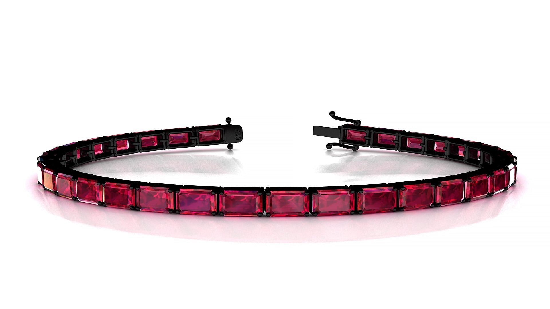 Muzo | 18k Black Gold 5 x 3 mm Emerald Natural Ruby Tennis Bracelet