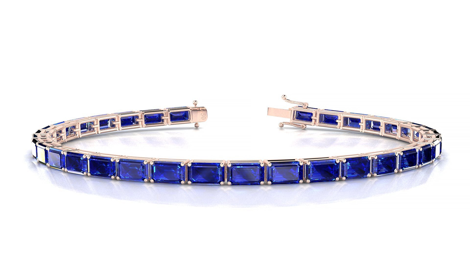 Muzo | 18k Rose Gold 5 x 3 mm Emerald Natural Sapphire Tennis Bracelet