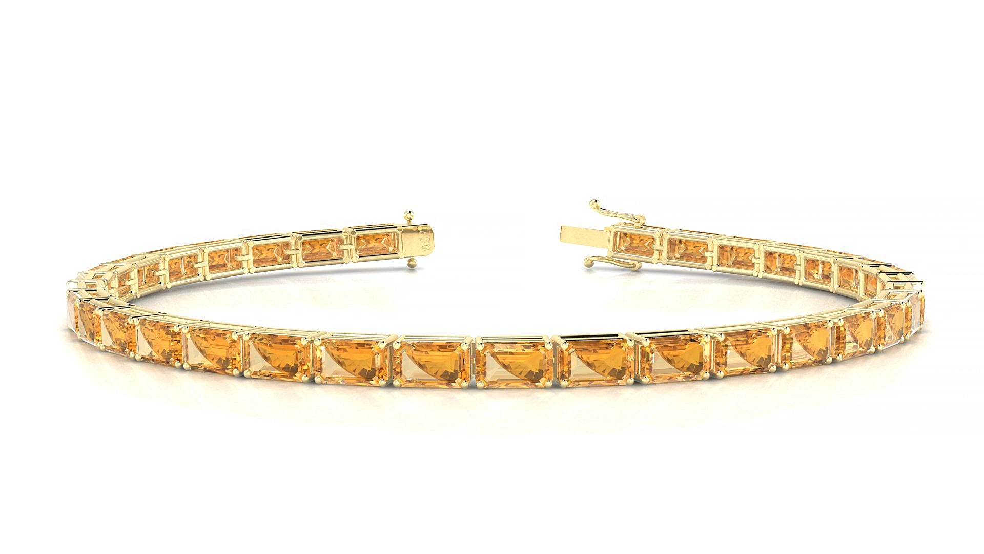Muzo | 18k Yellow Gold 5 x 3 mm Emerald Natural Citrine 16 cm Tennis Bracelet