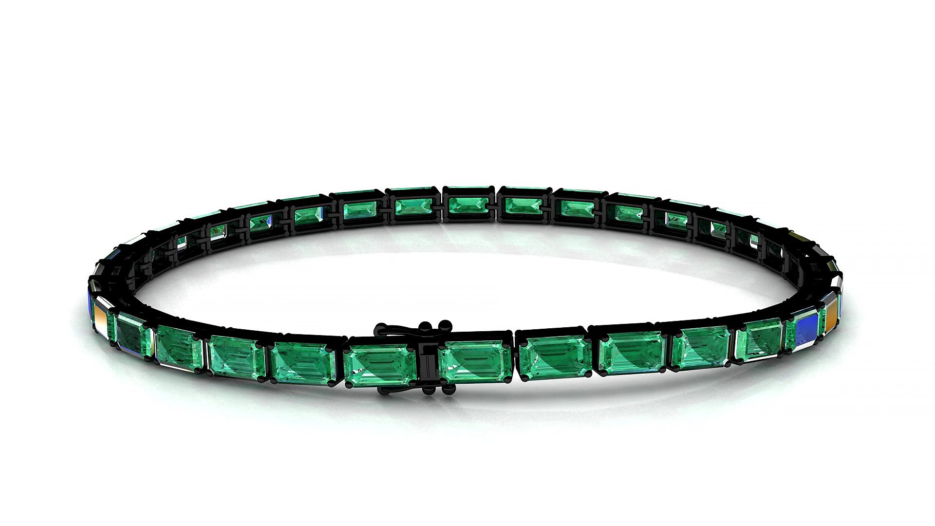 Muzo | 18k Black Gold 5 x 3 mm Emerald Natural Emerald 18 cm Tennis Bracelet