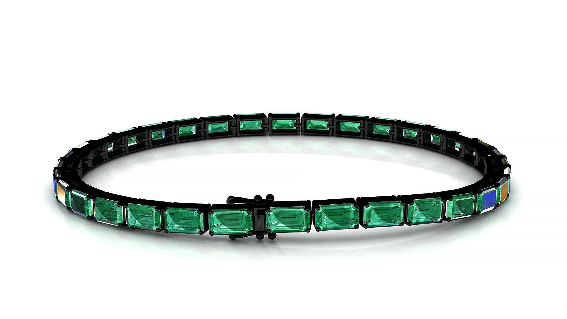 Muzo | 18k Black Gold 5 x 3 mm Emerald Natural Emerald Tennis Bracelet